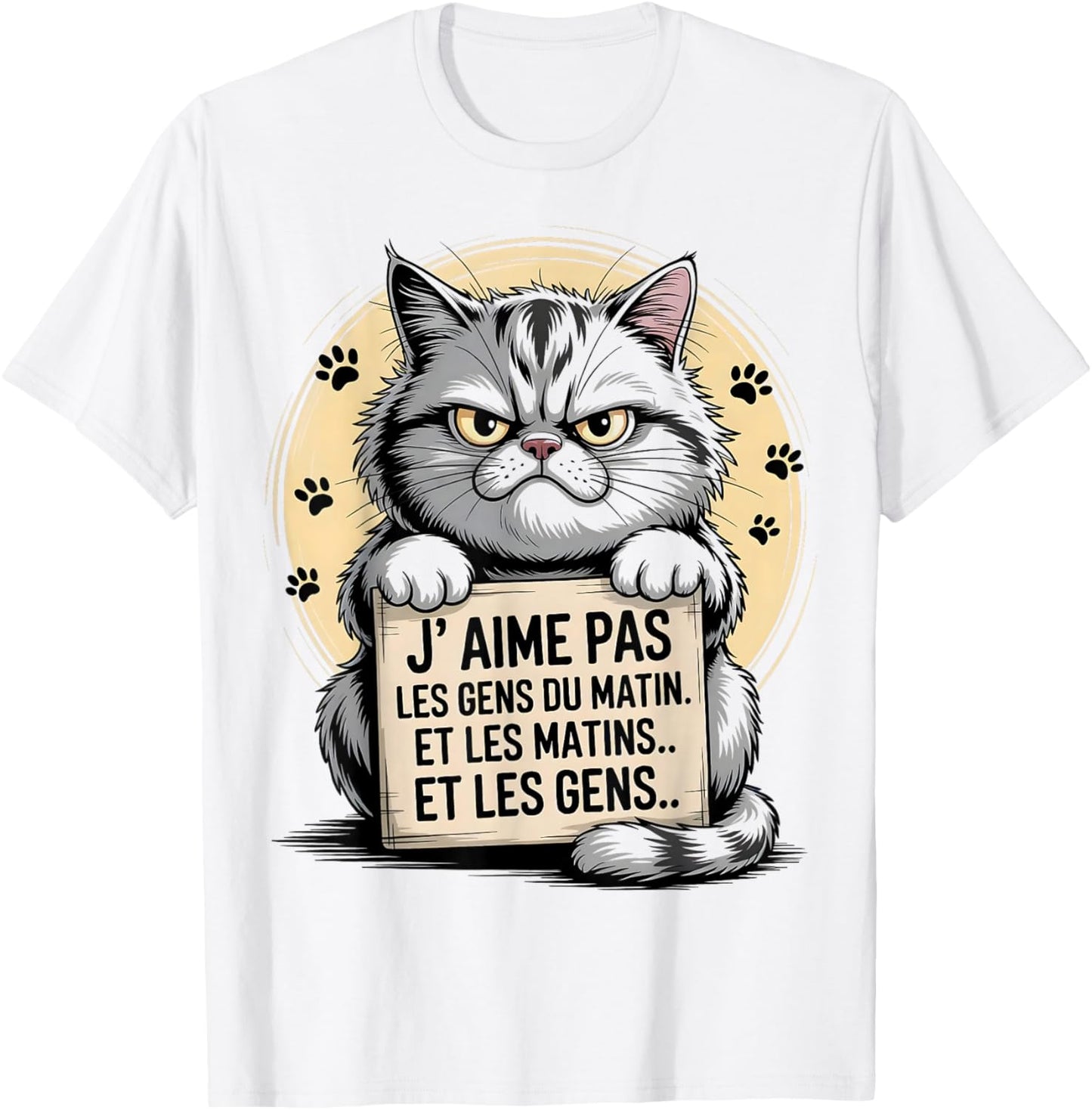 I Love Not Morning People Humor Cat Sarcasm Gift T-Shirt - T-Shirt | White