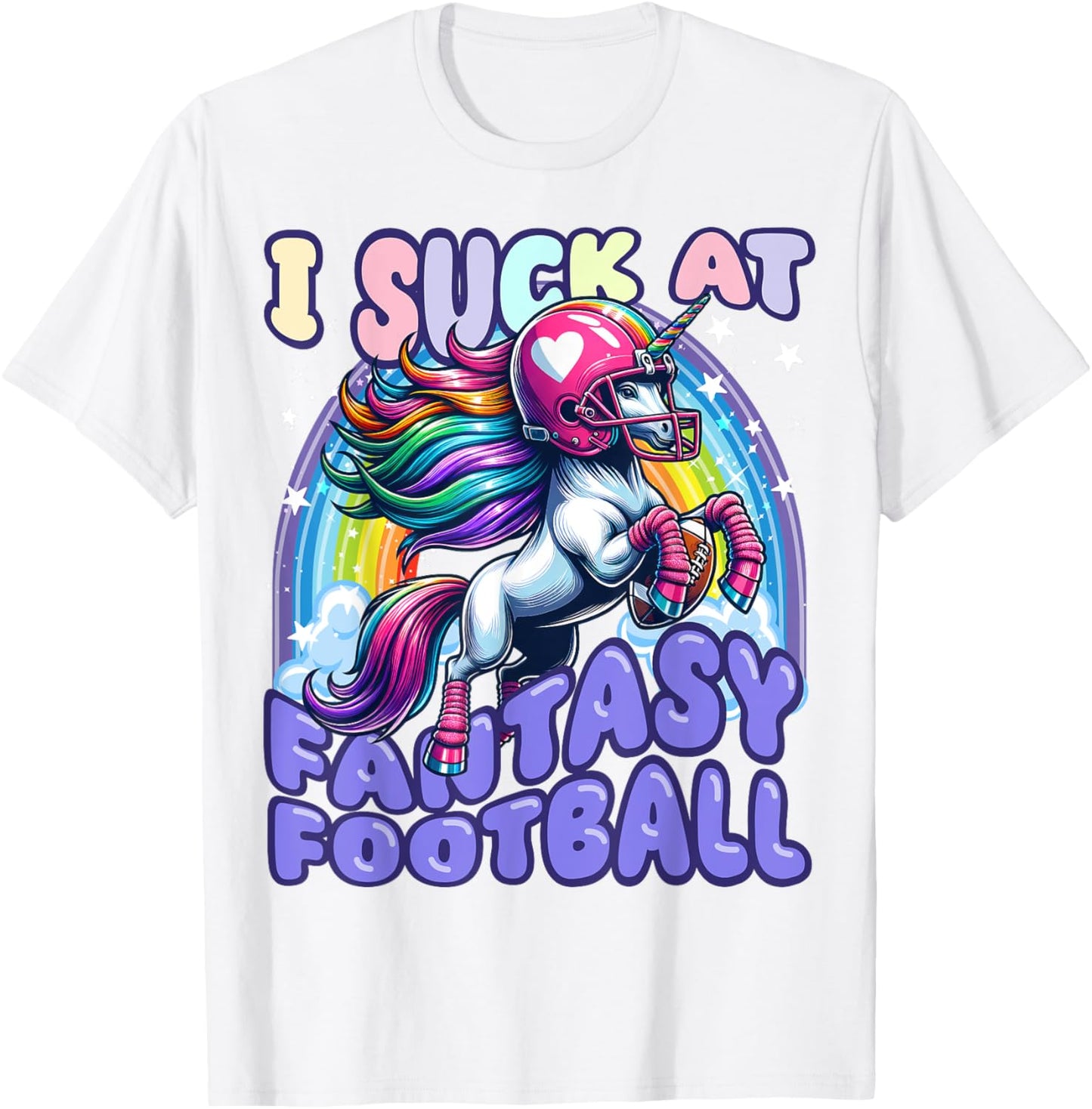 I Suck at Fantasy Football Unicorn Rainbow Loser Men T-Shirt - T-Shirt | White