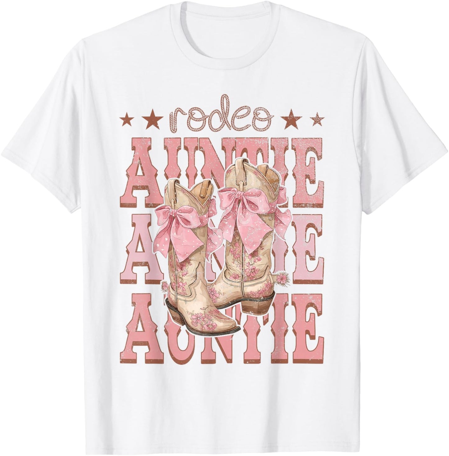 Rodeo Auntie Pink Boots Coquette Cow-Girl Birthday Party T-Shirt - T-Shirt | White