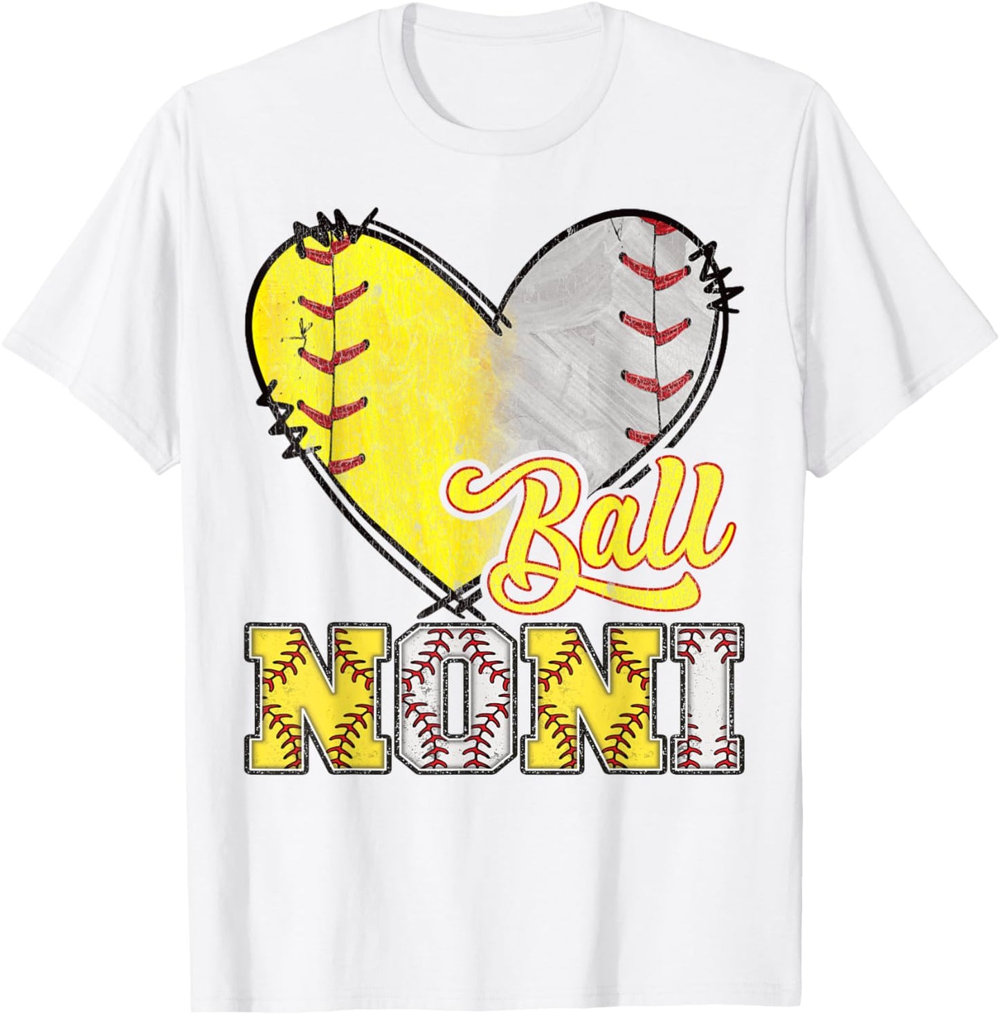 Noni Of Both Ball Noni Softball Baseball Game Day T-Shirt - T-Shirt | White