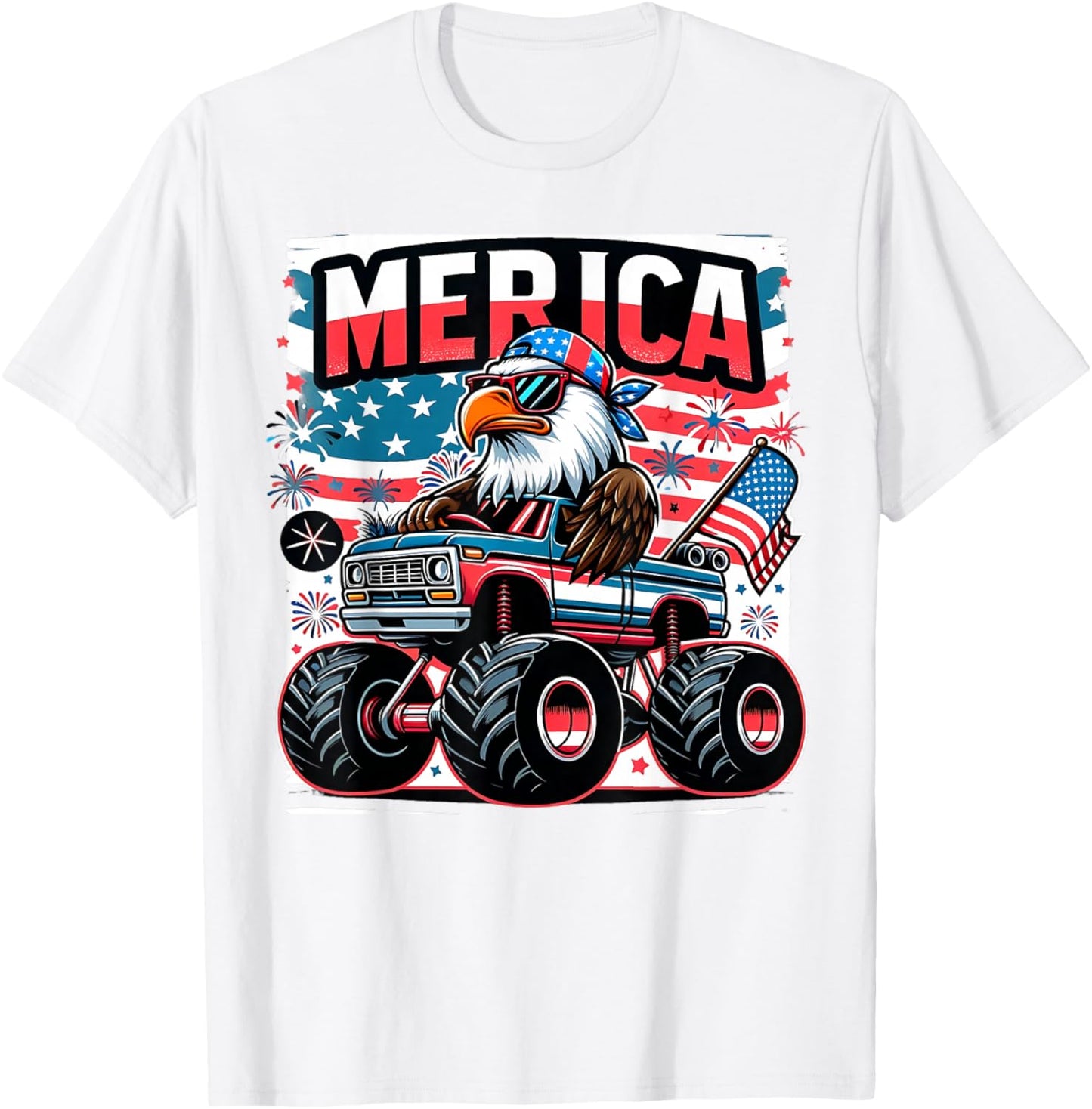 Merica 4th of July Shirts Boys Kids American Flag Eagle USA T-Shirt - T-Shirt | White