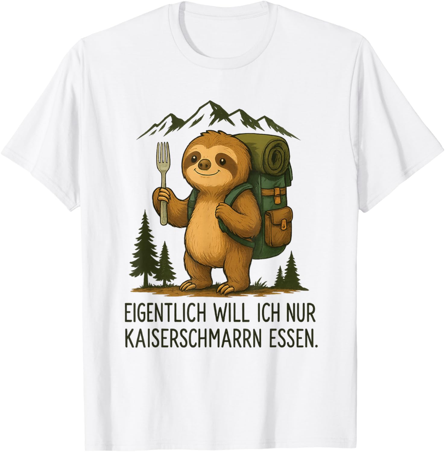 Süßes Faultier Kaiserschmarrn Lustiges Bergsteiger Wander T-Shirt - T-Shirt | White