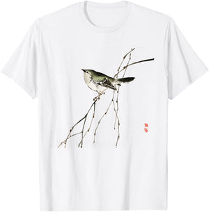 Japanese art Tit design - for bird lovers T-Shirt - T-Shirt | White