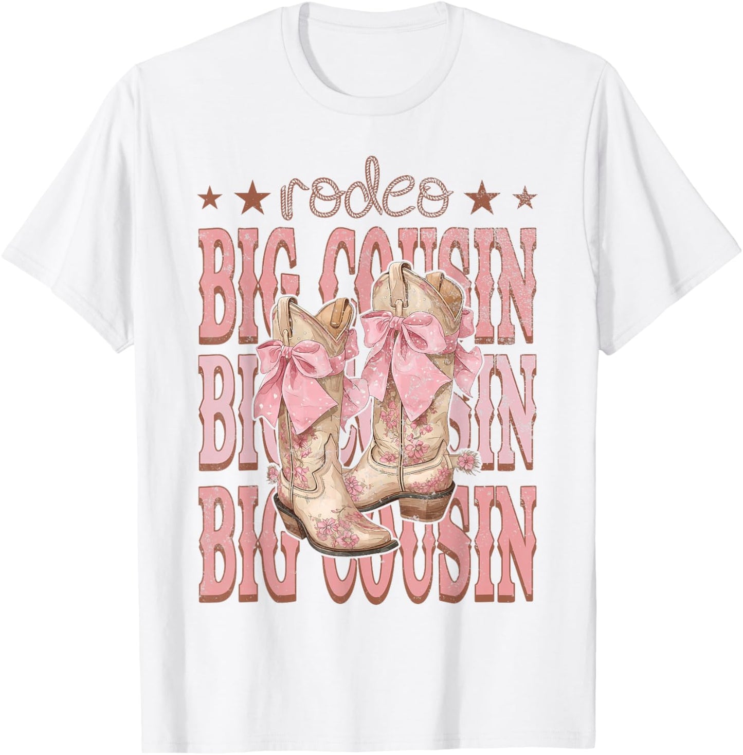 Rodeo Big Cousin Pink Boots Coquette Cow-Girl Birthday Party T-Shirt - T-Shirt | White