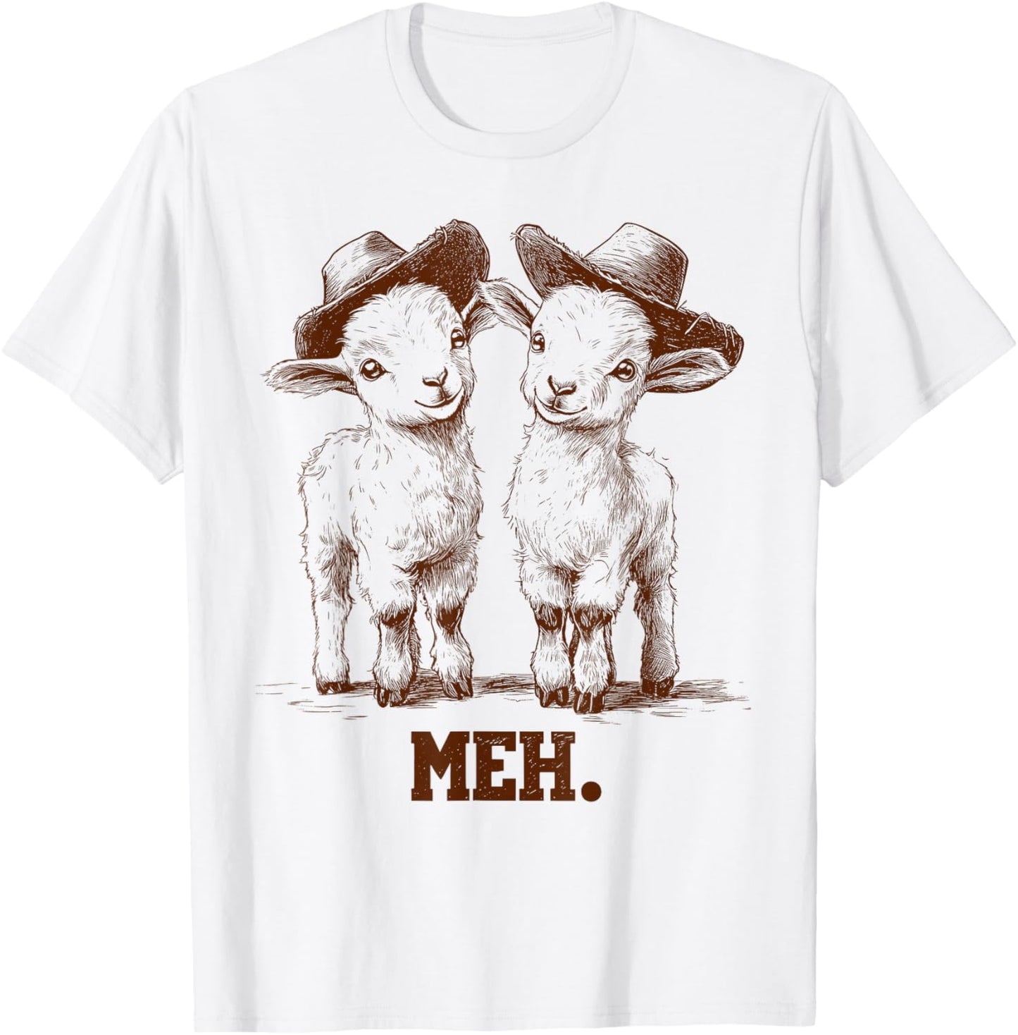 Meh Goat Meme Farm Animal Funny Farmer Animals Lover T-Shirt - T-Shirt | White