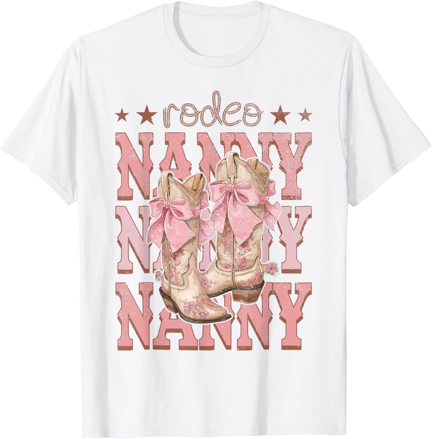 Rodeo Nanny Pink Boots Coquette Cow-Girl Birthday Party T-Shirt - T-Shirt | White