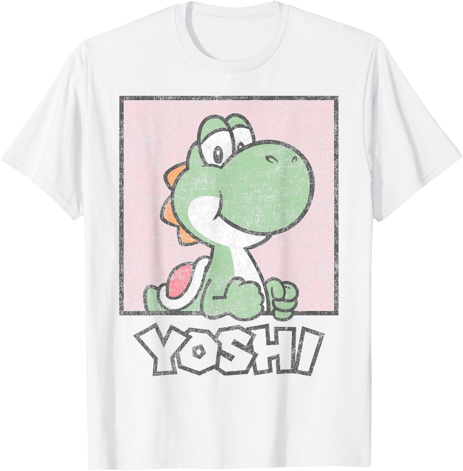 Super Mario Yoshi Simple Faded Pastel Pink Portrait T-Shirt - T-Shirt | White
