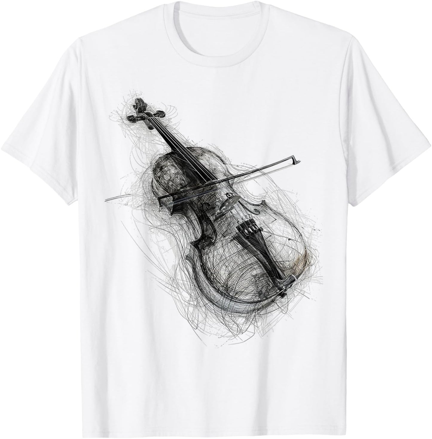 Violin Drawing Art Illustration Abstract Graphic Violin T-Shirt - T-Shirt | White