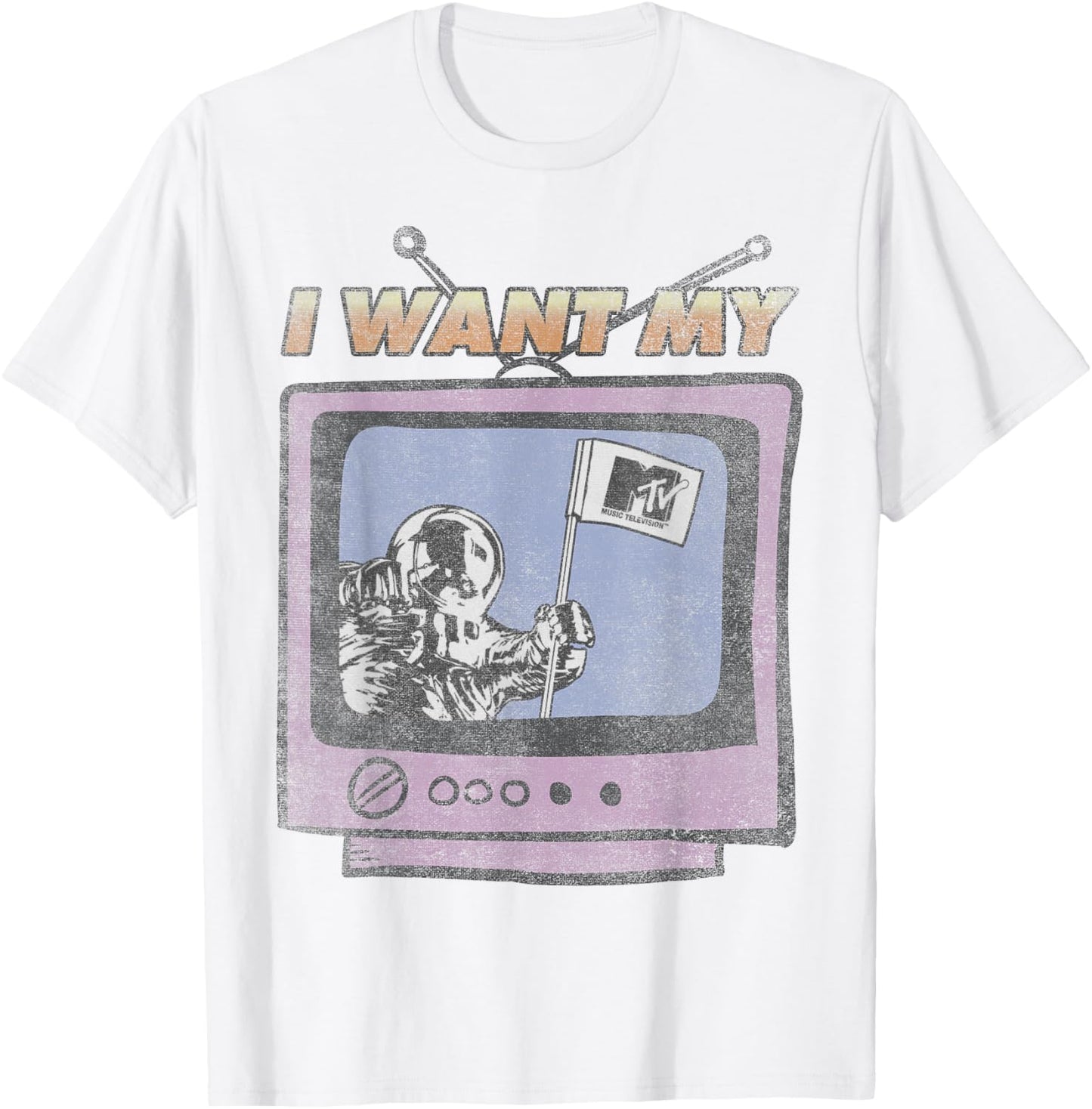 MTV I Want My MTV Moon Man TV Logo T-Shirt - T-Shirt | White