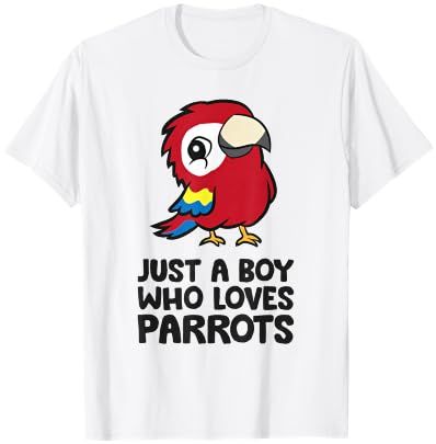 Just a Boy Who Loves Parrots Cute Scarlet Macaw T-Shirt - T-Shirt | White