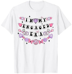In My Engaged Era Disco Friendship Bracelet Mrs Fiance Bride T-Shirt - T-Shirt | White