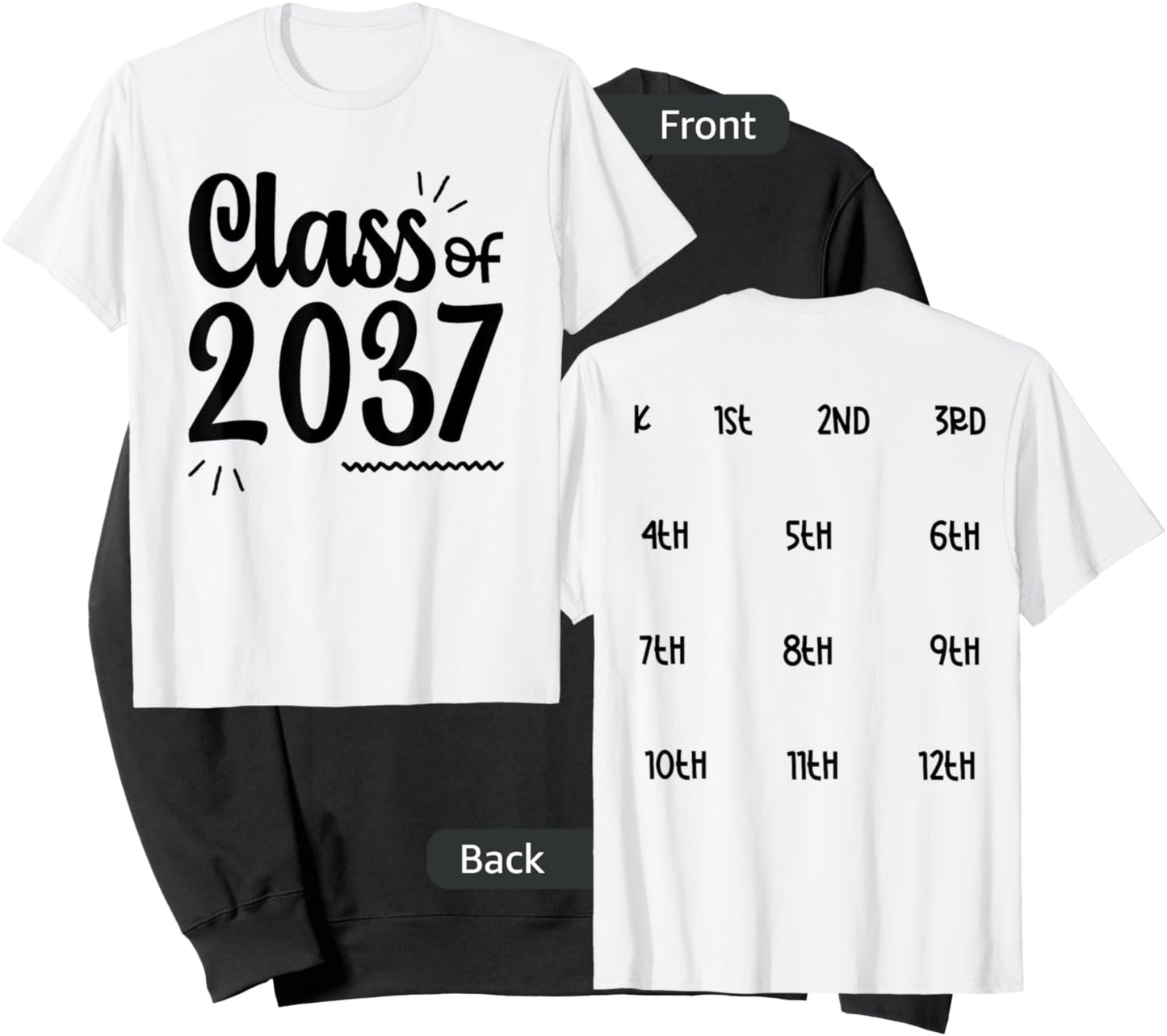 Class of 2037 Grow with Me Handprints On Back K to 12 Grade Sweatshirt - Sweatshirt | Black