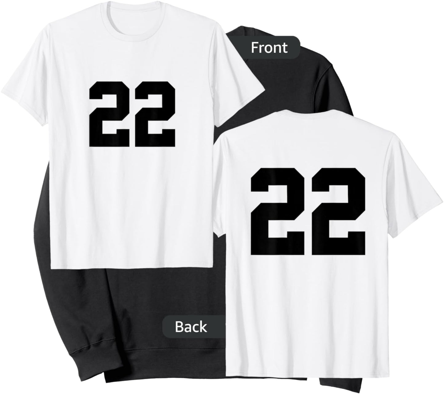 Number 22 (on Front / Back) Sports Team Jersey Number Sweatshirt - Sweatshirt | Black