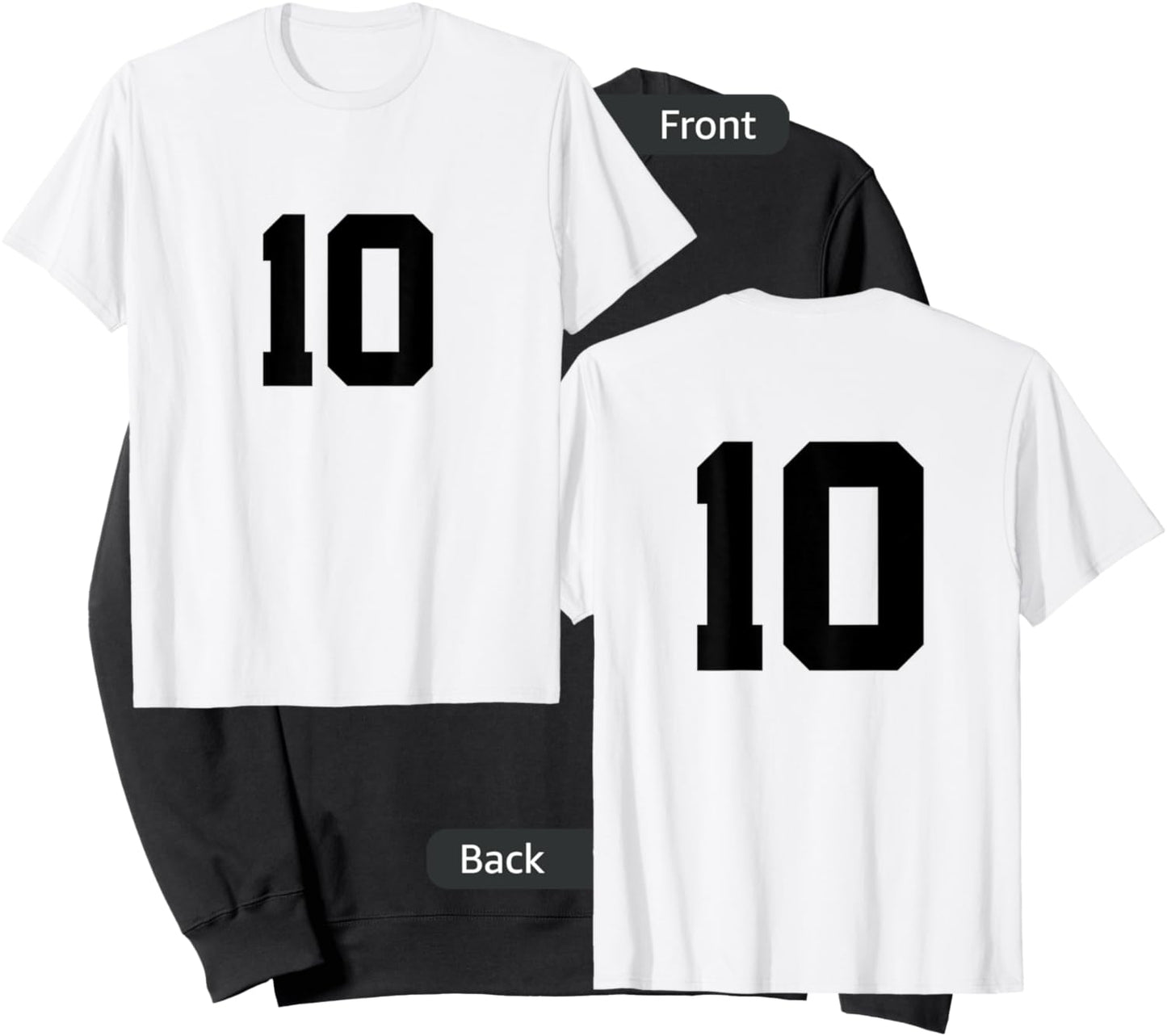Number 10 (on Front / Back) Sports Team Jersey Number Sweatshirt - Sweatshirt | Black
