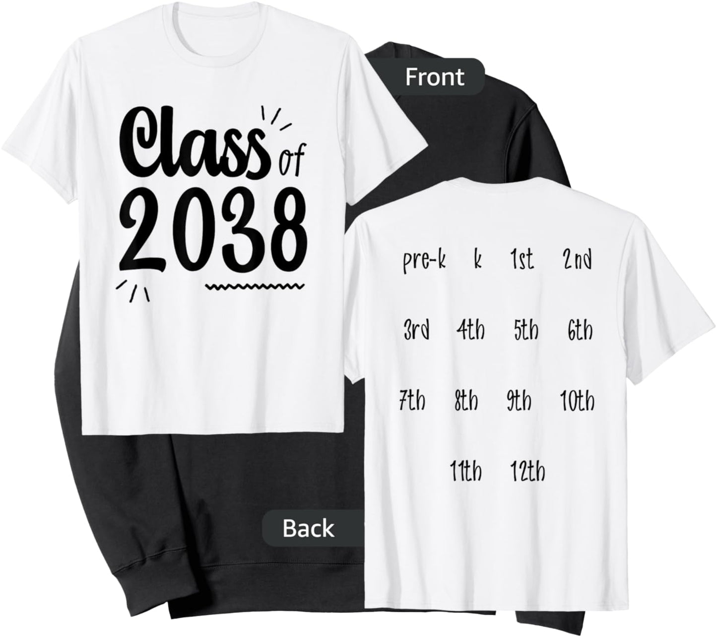 Class of 2038 Grow with Me Handprints On Back Pre-K to 12 Sweatshirt - Sweatshirt | Black