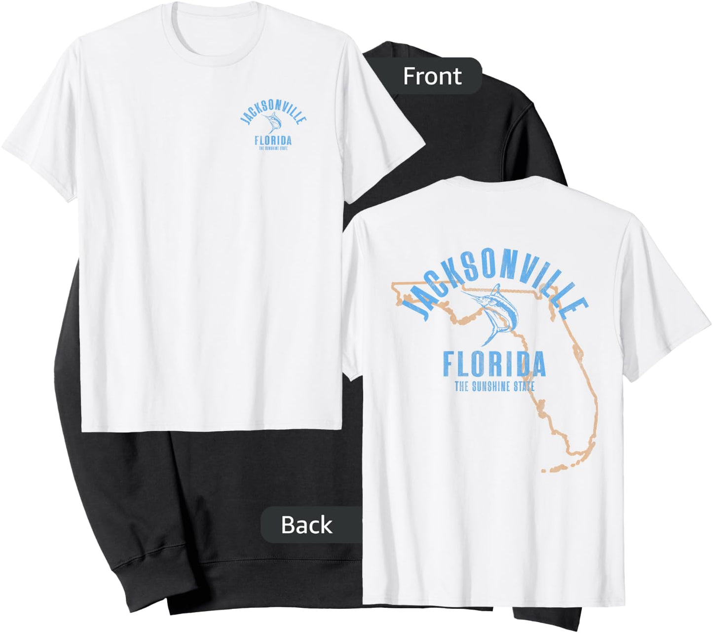 Jacksonville Florida FL Retro Vintage Beach Front & Back Women Sweatshirt - Sweatshirt | Black