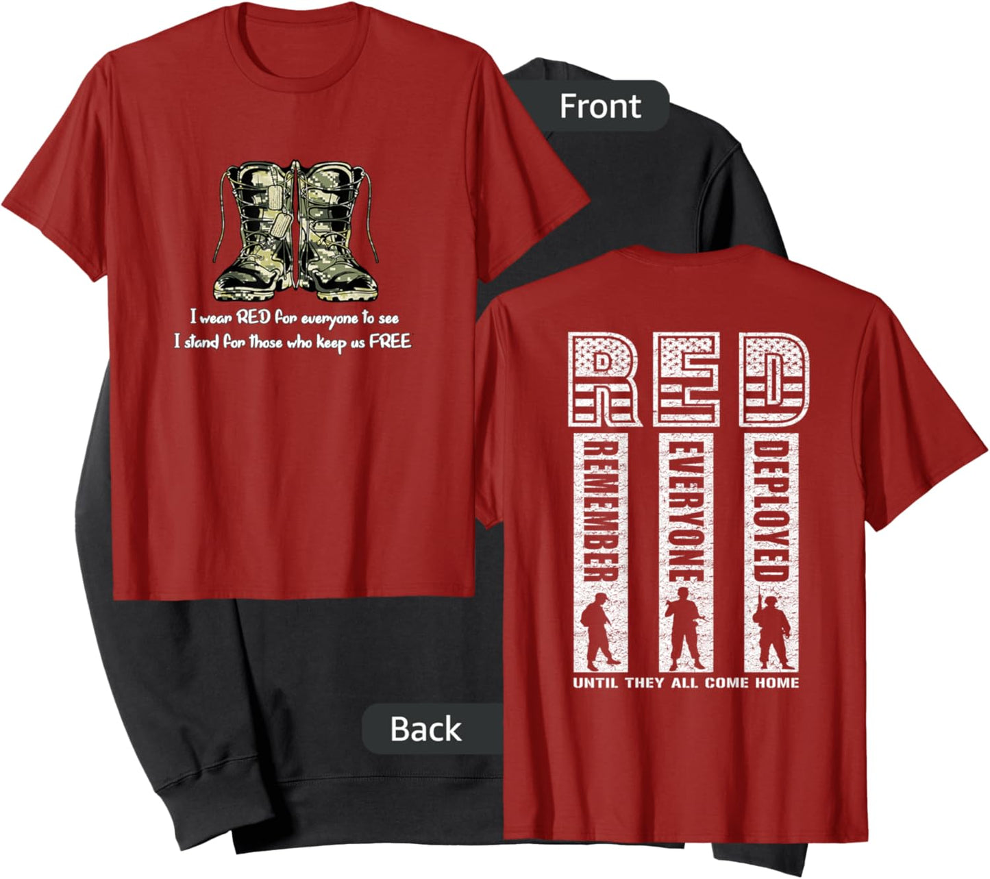 (2 Sided Print) Red Friday Military Veteran Sweatshirt - Sweatshirt | Black