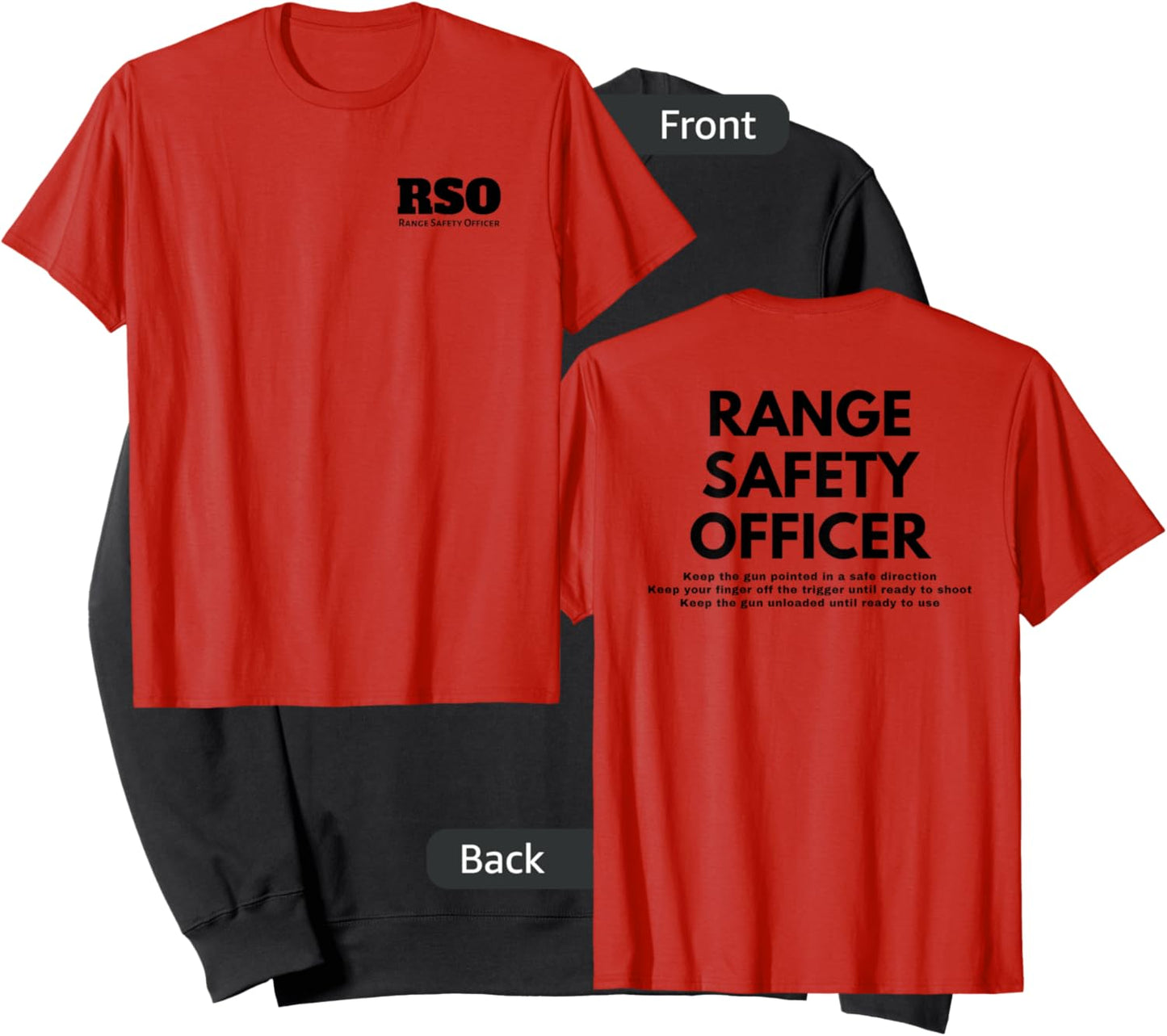 Camp Eagle Rock Range Safety Officer - Red, X-Small, Classic Fit, Double Sided Gun Safety Rules Sweatshirt - Sweatshirt | Black