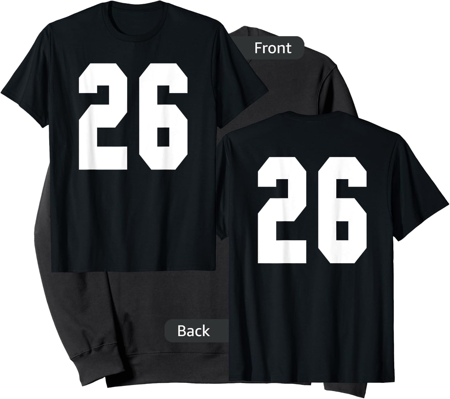 # 26 Team Sports Jersey Front & Back Number Player Fan Sweatshirt - Sweatshirt | Black