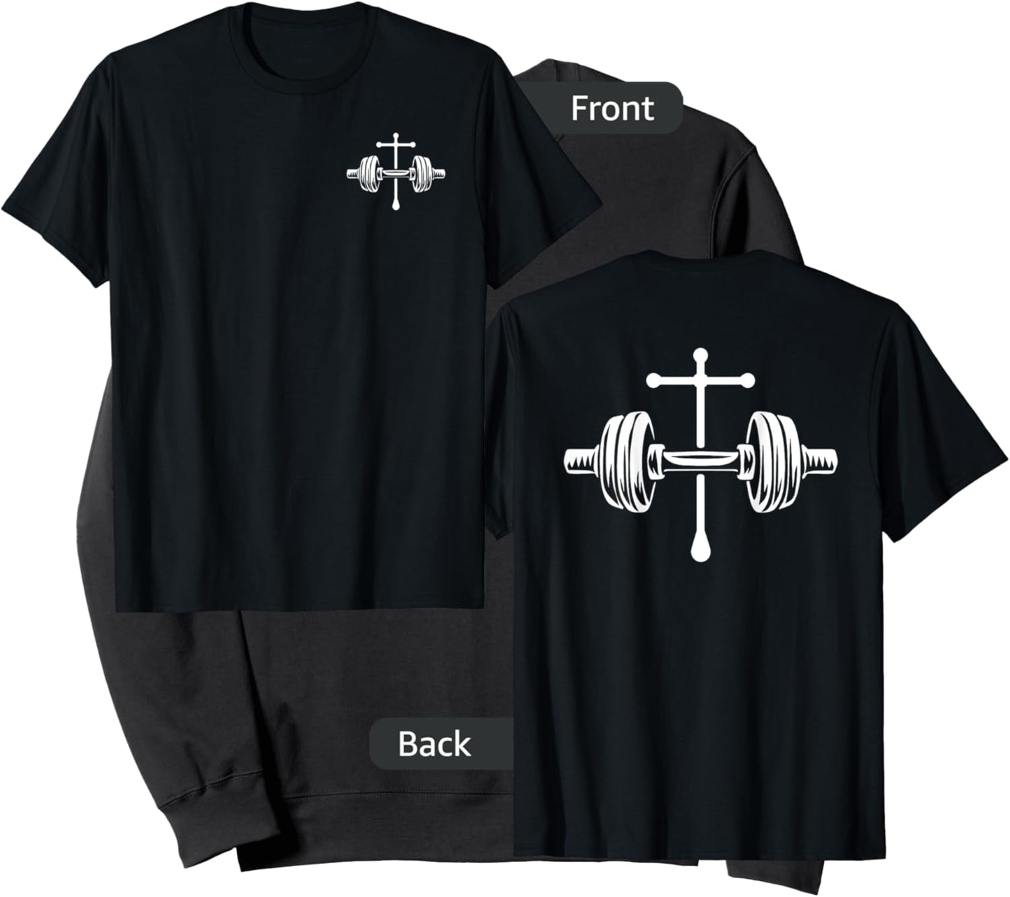 Christian Gym Cross Legend Workout Front Back Dumbbell Logo Sweatshirt - Sweatshirt | Black