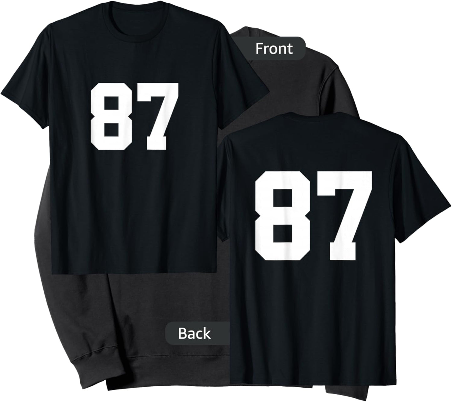 Number 87 Front & Back Numbers Sports Team Jersey Birthday Sweatshirt - Sweatshirt | Black