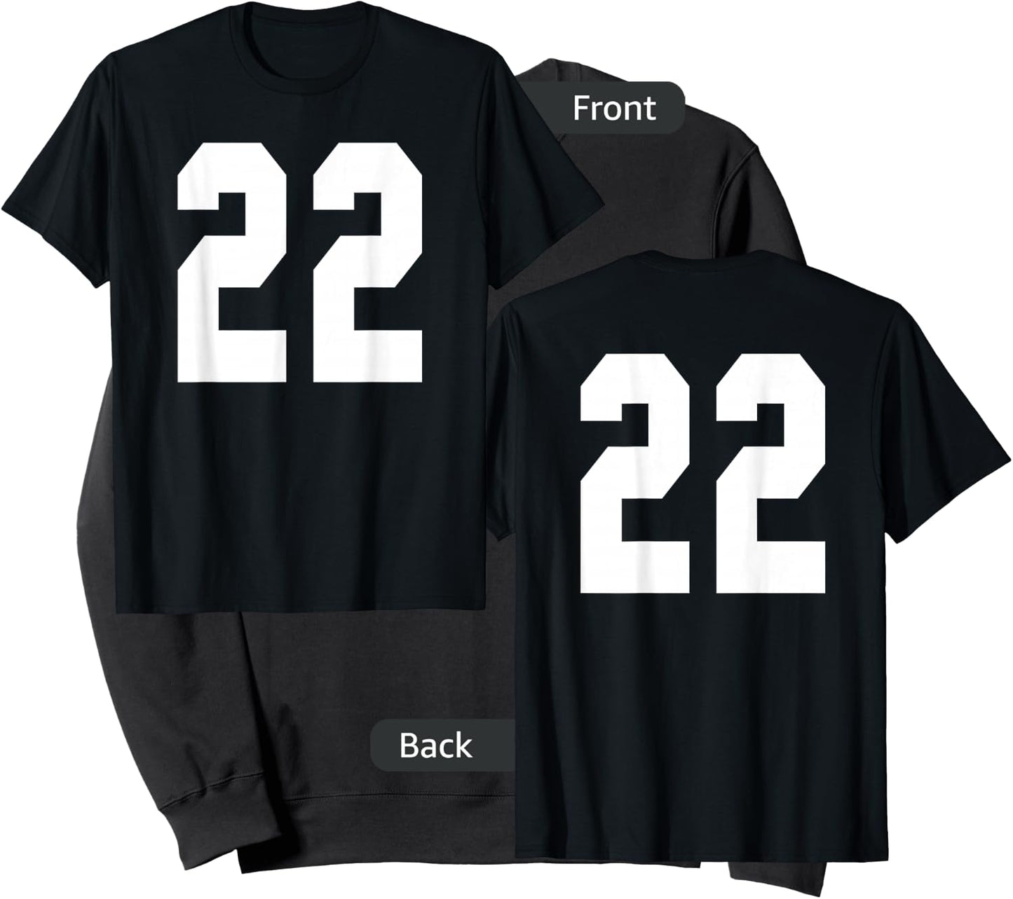 # 22 Team Sports Jersey Front & Back Number Player Fan Sweatshirt - Sweatshirt | Black