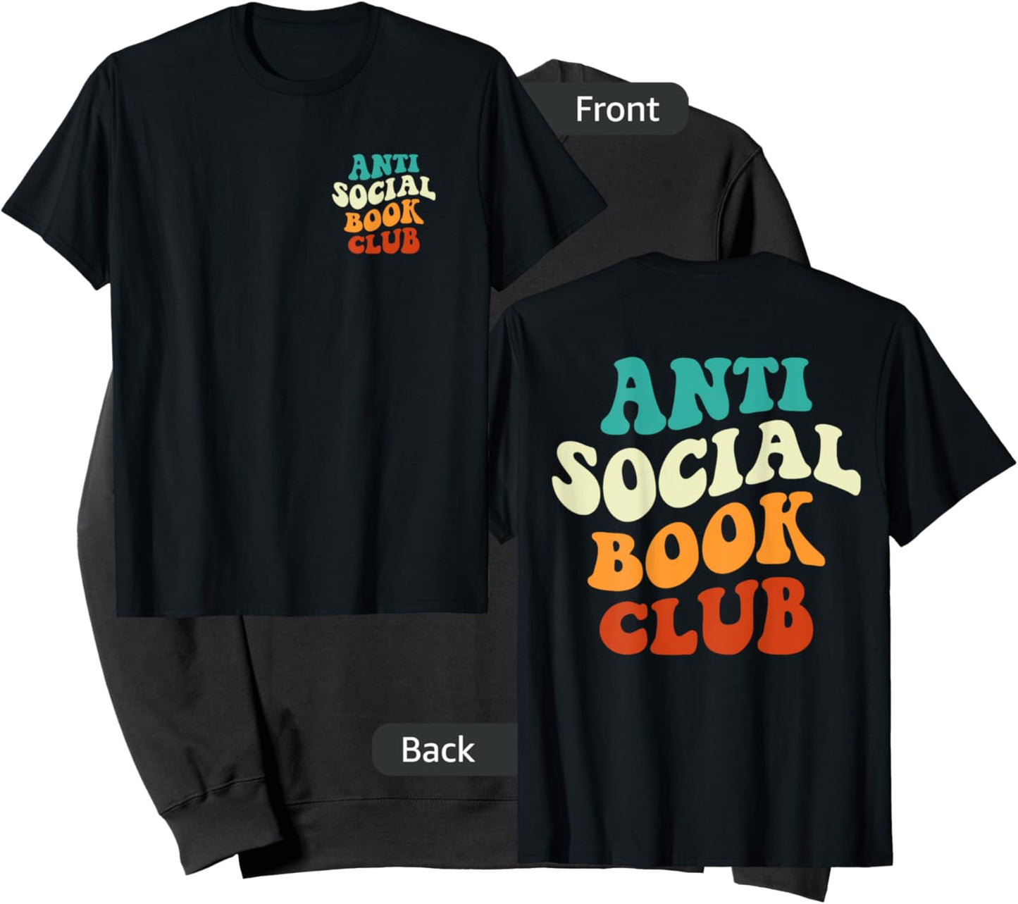 Anti Social Book Club Funny Apparel Retro Groovy Sweatshirt - Sweatshirt | Black