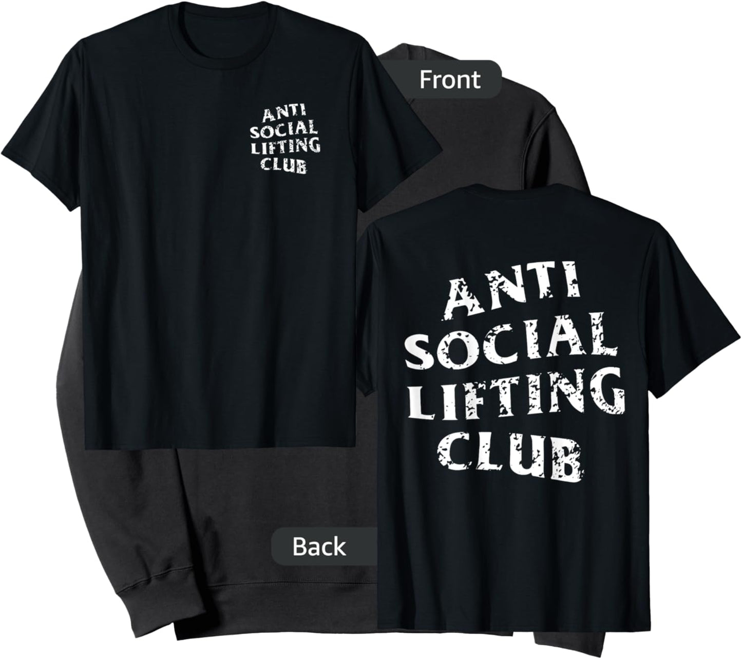 Anti Social Lifting Club: Distressed White (Front + Back) Sweatshirt - Sweatshirt | Black