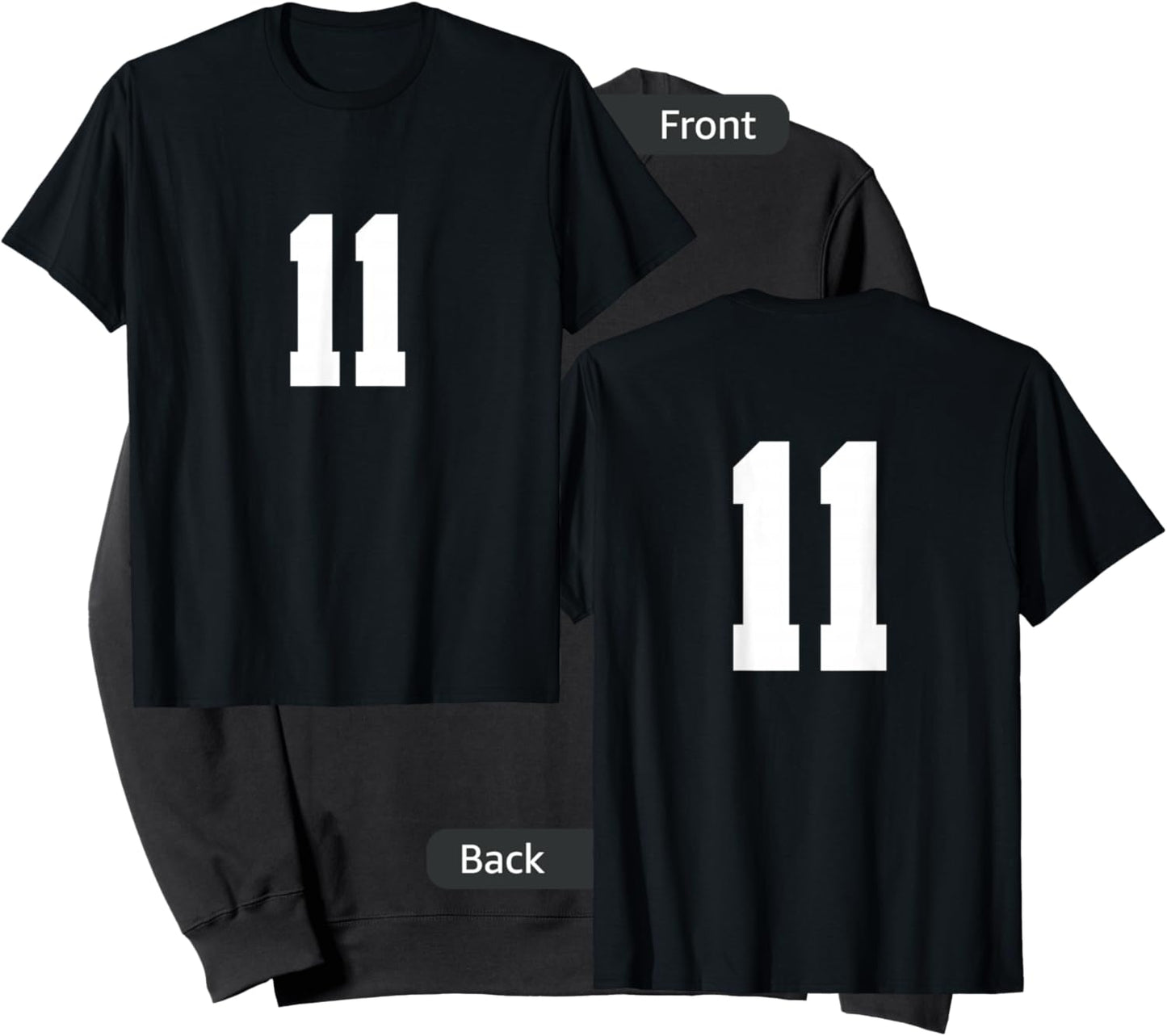 Number 11 (on Front/Back) Sports Team Jersey Number Sweatshirt - Sweatshirt | Black