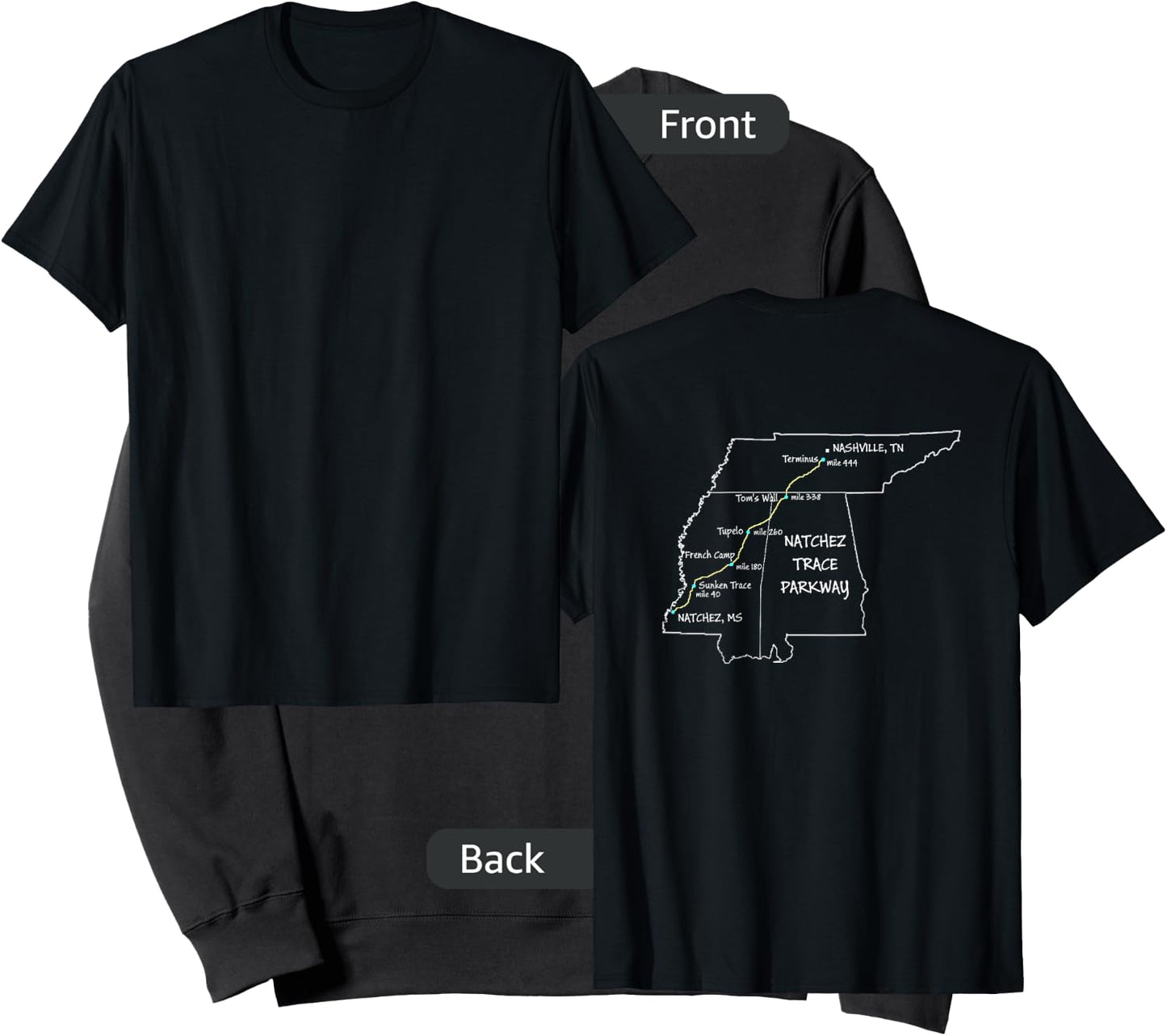 Route Map of the Natchez Trace Parkway National Scenic Trail Sweatshirt - Sweatshirt | Black