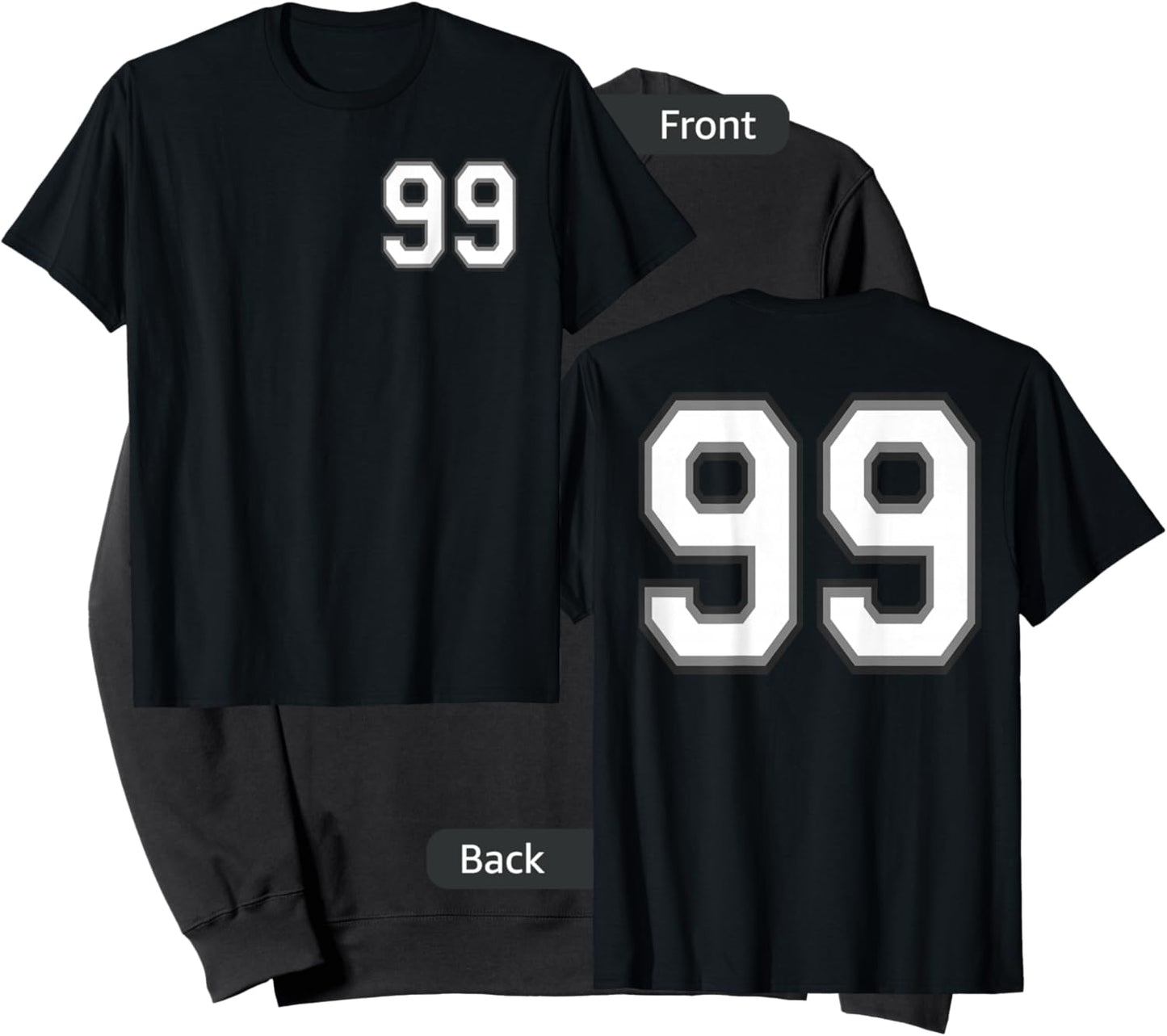 Number 99 in Black, White and Gray Sweatshirt - Sweatshirt | Black