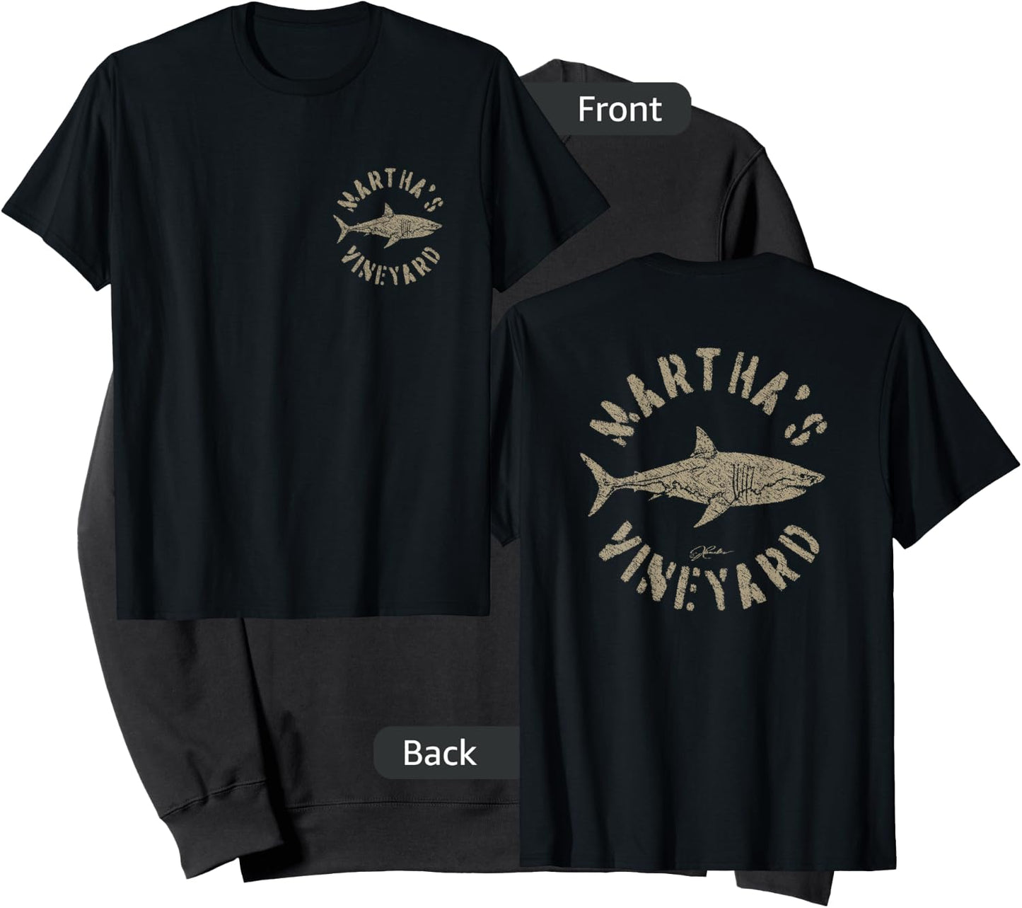 JCombs: Martha's Vineyard, MA, Great White Shark Sweatshirt - Sweatshirt | Black