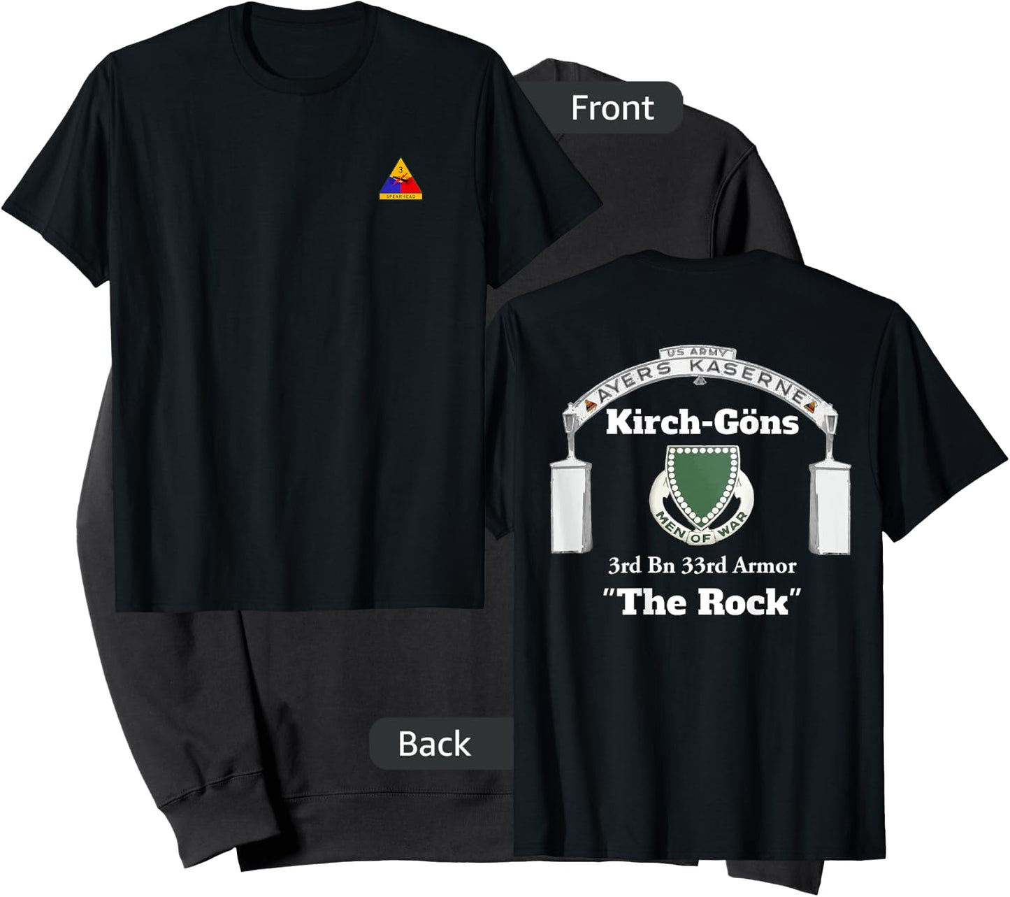 3rd AD front-Ayers Kaserne-3rd Bn 33rd Armor design on back Sweatshirt - Sweatshirt | Black