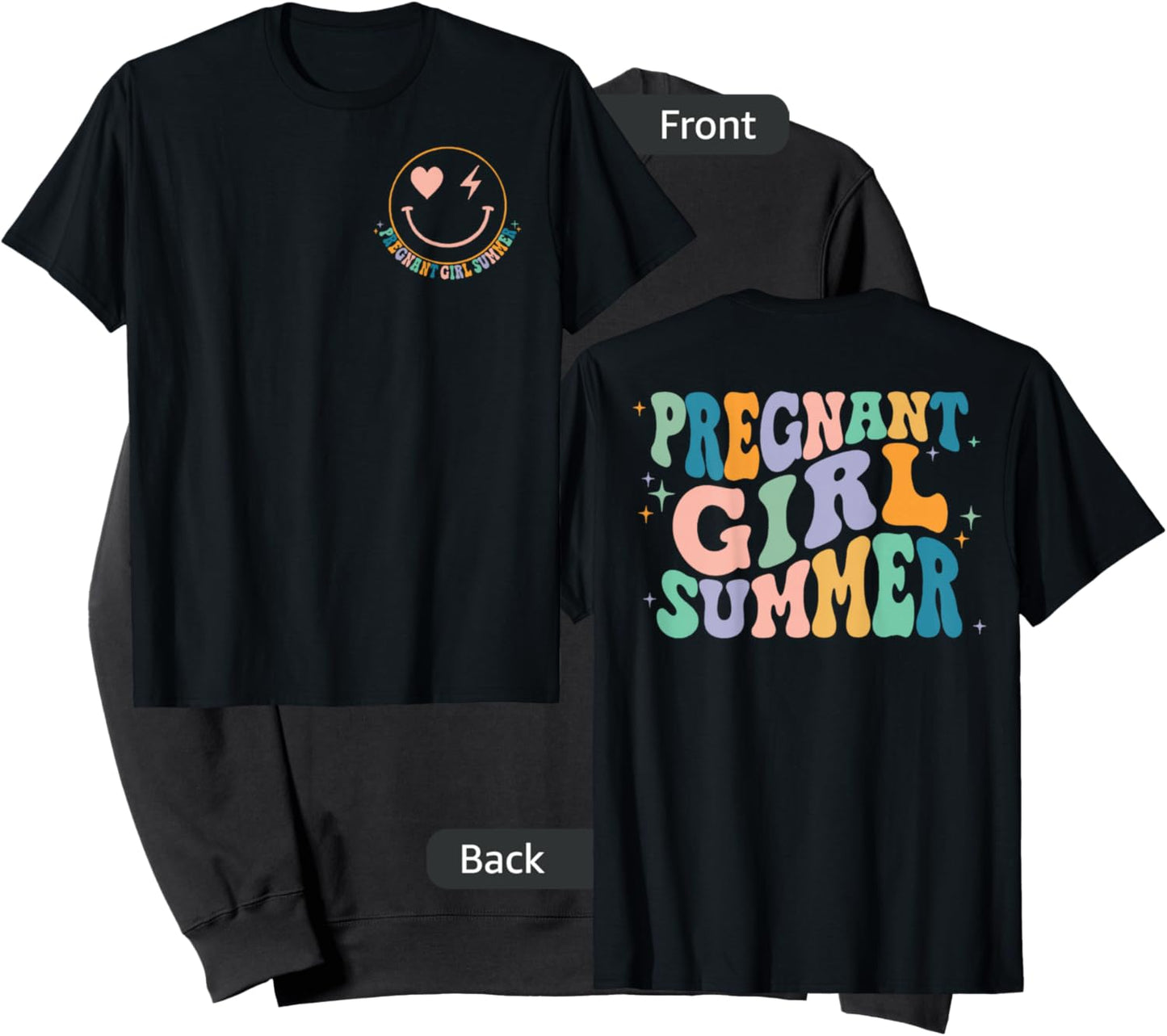 Pregnant Girl Summer Groovy (2 Sided Front+Back) Sweatshirt - Sweatshirt | Black