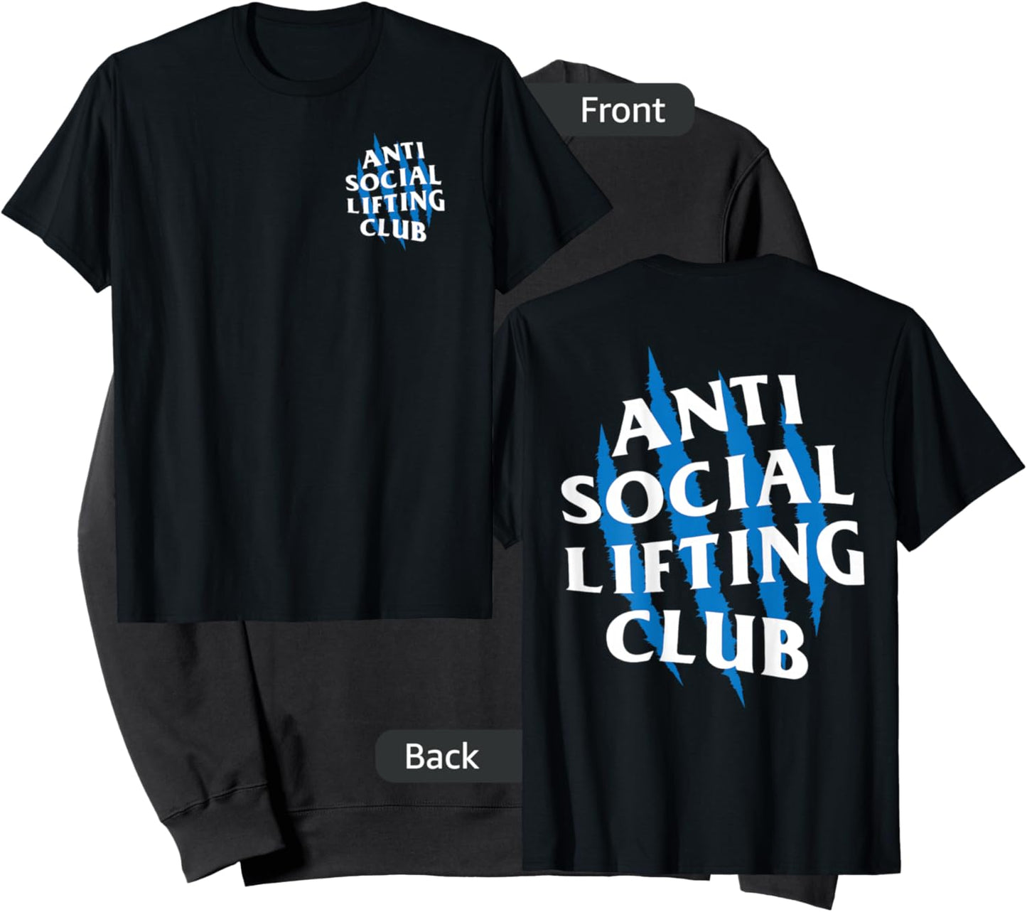 Anti Social Lifting Club: Beast Claws Blue (Front + Back) Sweatshirt - Sweatshirt | Black