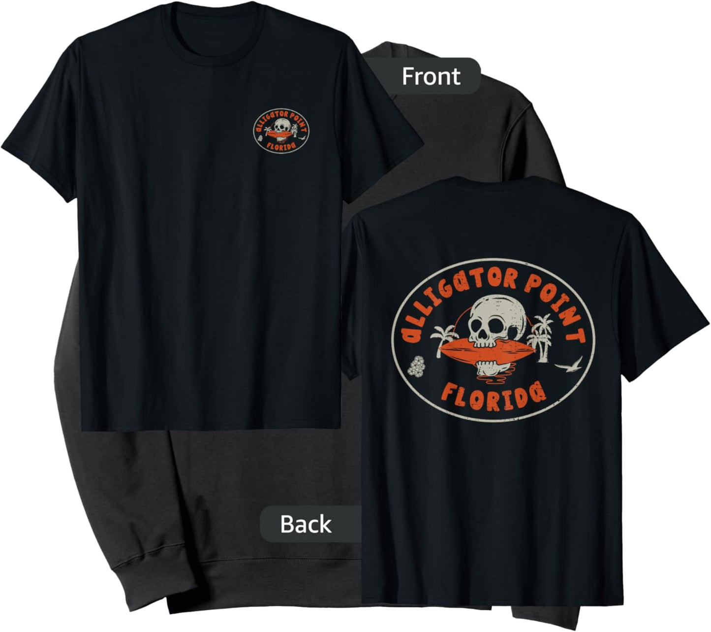 Alligator Point Florida FL Vintage Surf Beach Front & Back Men Women Sweatshirt - Sweatshirt | Black