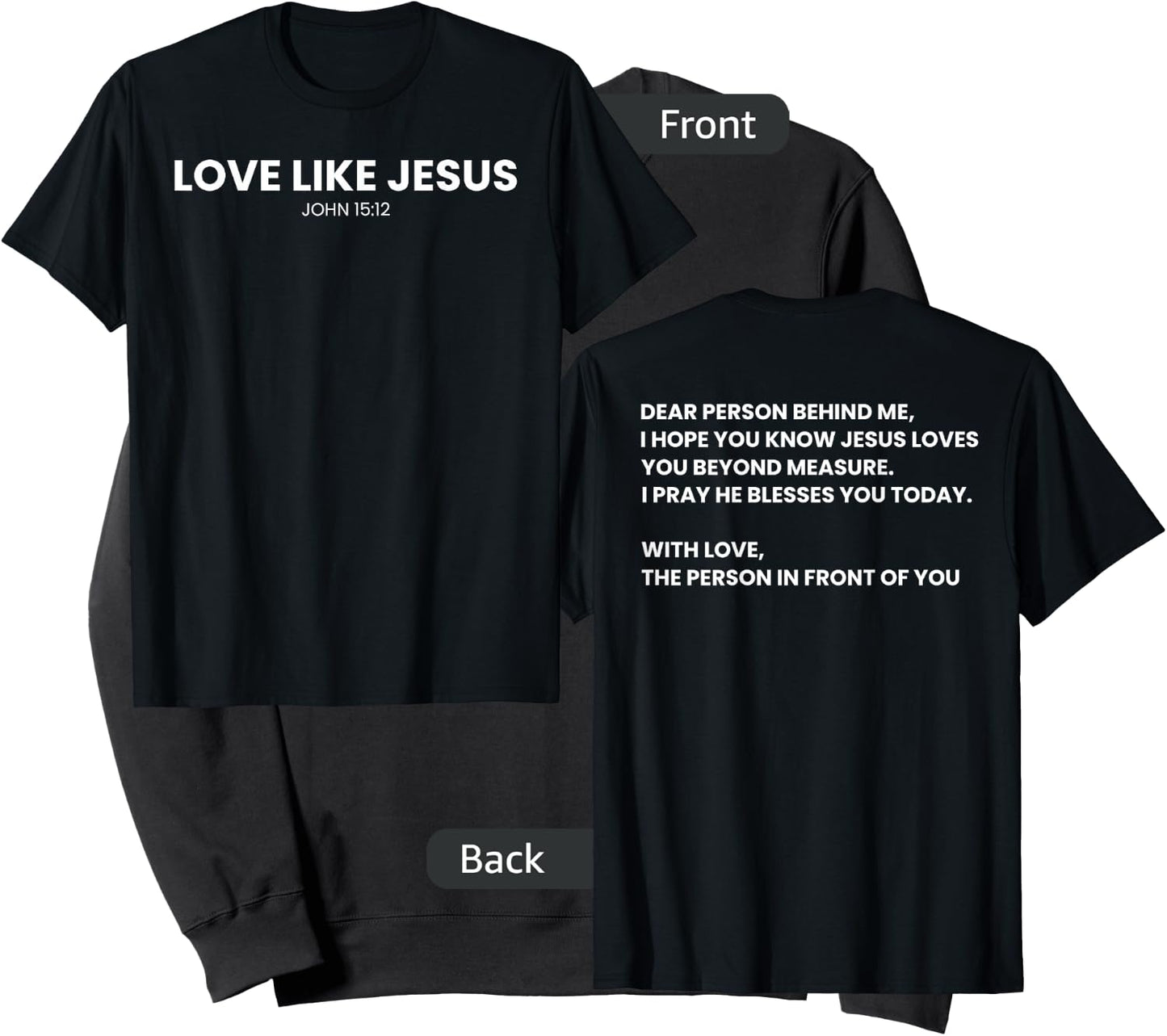 Love Like Jesus Religious God Christian Words on Back Sweatshirt - Sweatshirt | Black