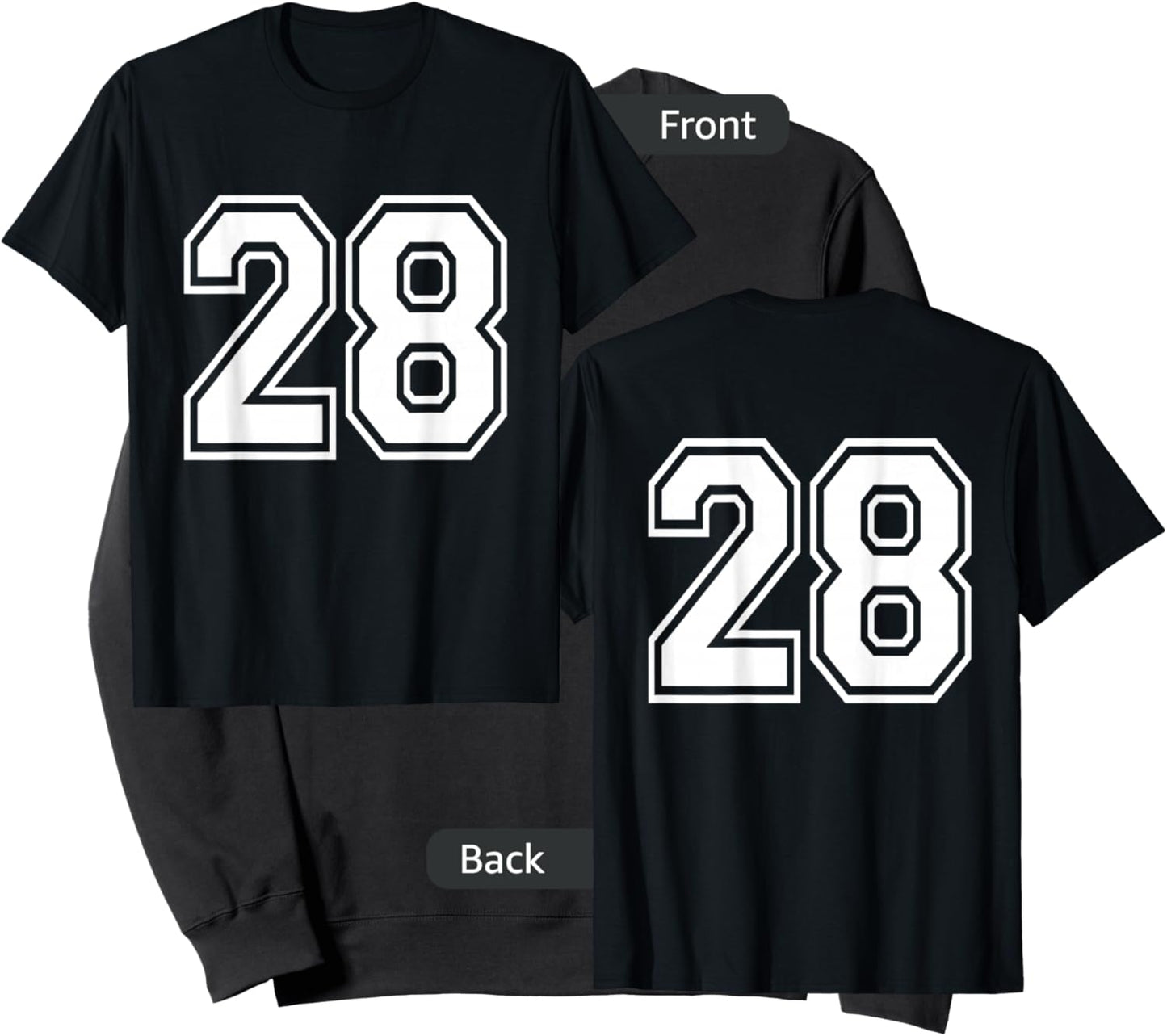 Number 28 Front + Back Varsity Sports Team 28th Birthday Sweatshirt - Sweatshirt | Black