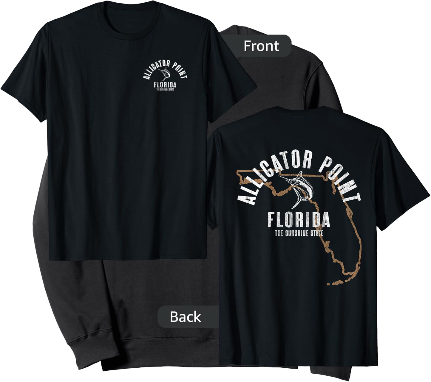 Alligator Point Florida Beach FL Vintage Beach Front & Back Sweatshirt - Sweatshirt | Black
