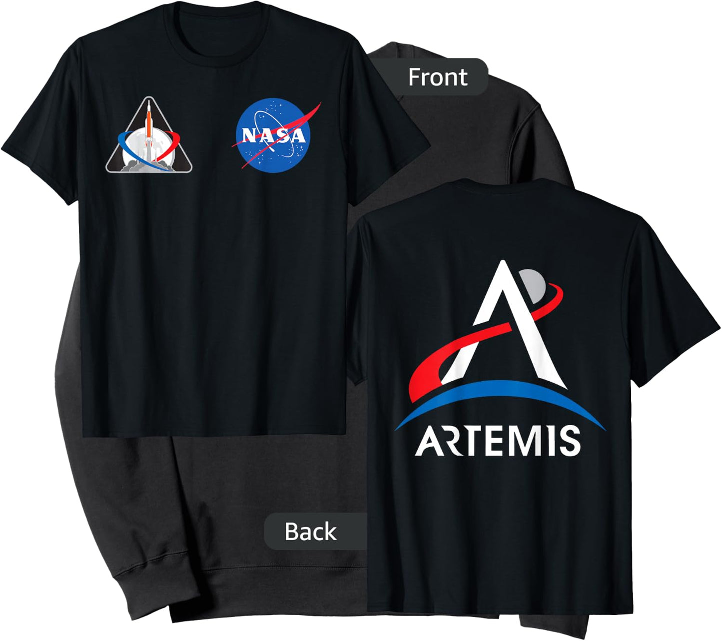 Artemis Mission 1 One Badge NASA Logo Front and Back Design Sweatshirt - Sweatshirt | Black