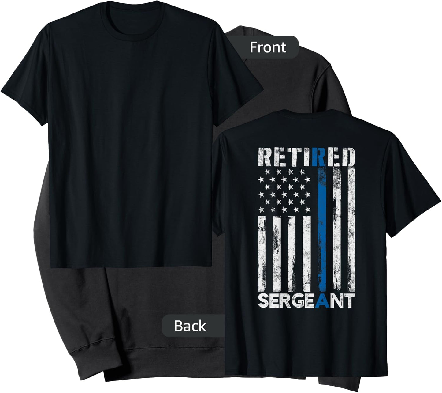 Retired Sergeant Police gift Thin Blue Line American Flag Sweatshirt - Sweatshirt | Black