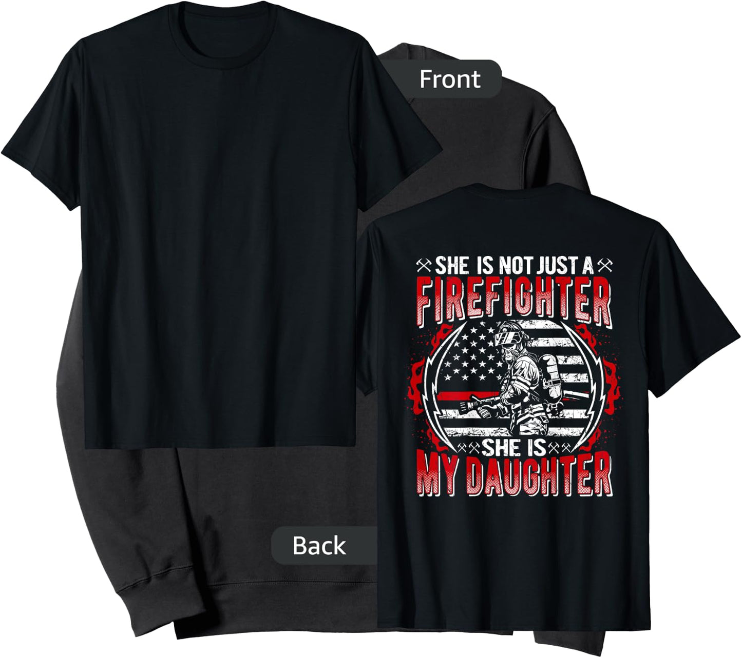 My Daughter Is Firefighter Thin Red Line Proud Fire Dad Mom Sweatshirt - Sweatshirt | Black