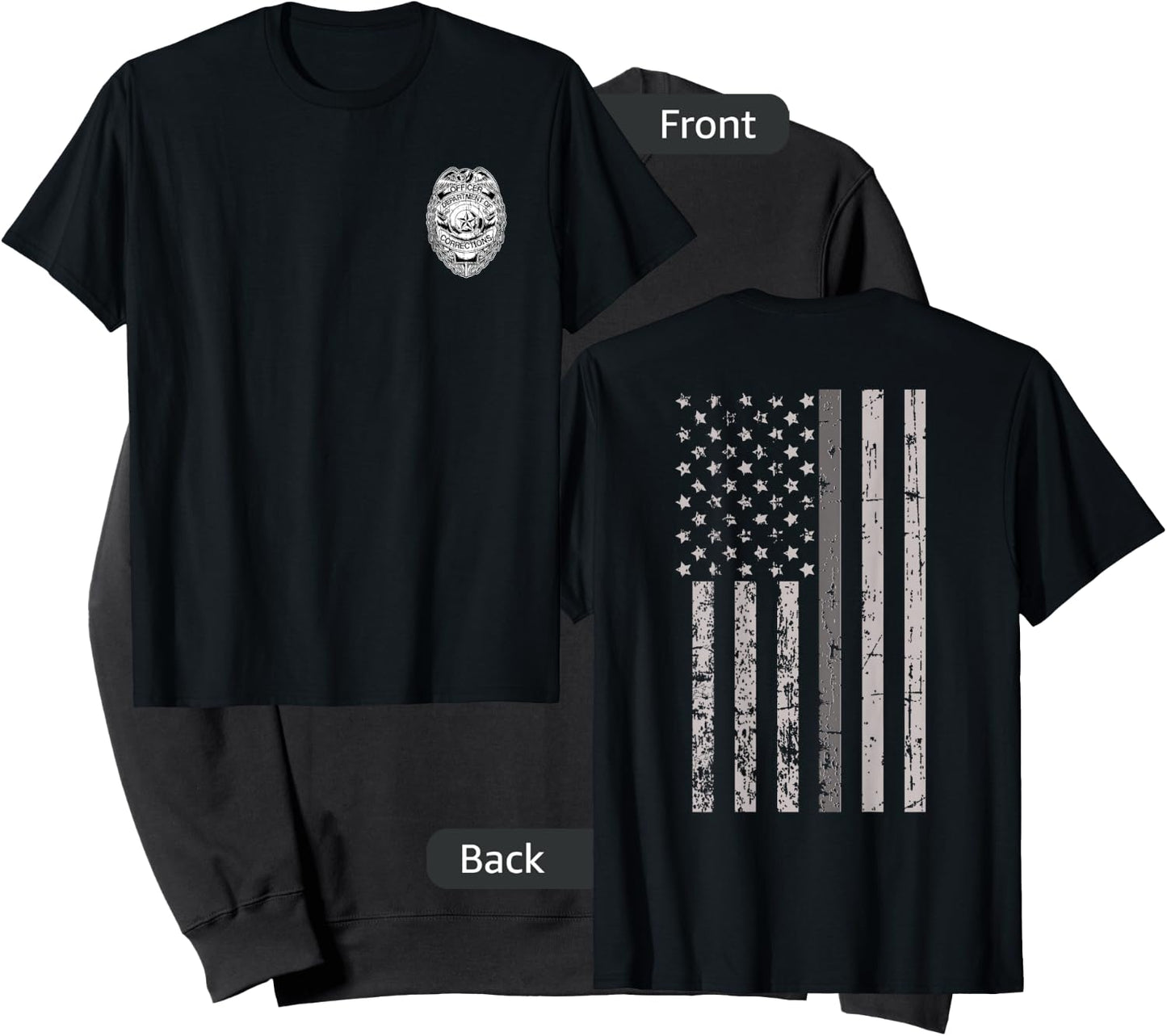 Corrections Officer Gifts Flag Thin Gray Silver Line 2-Sided Sweatshirt - Sweatshirt | Black