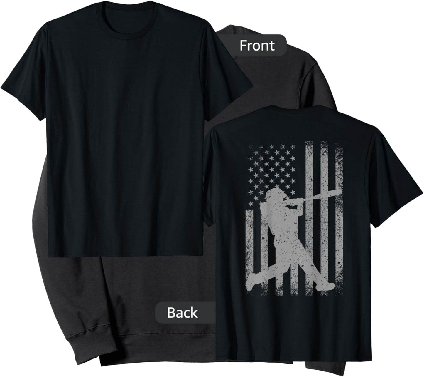 Vintage July 4th Baseball USA American flag On Back Print Sweatshirt - Sweatshirt | Black