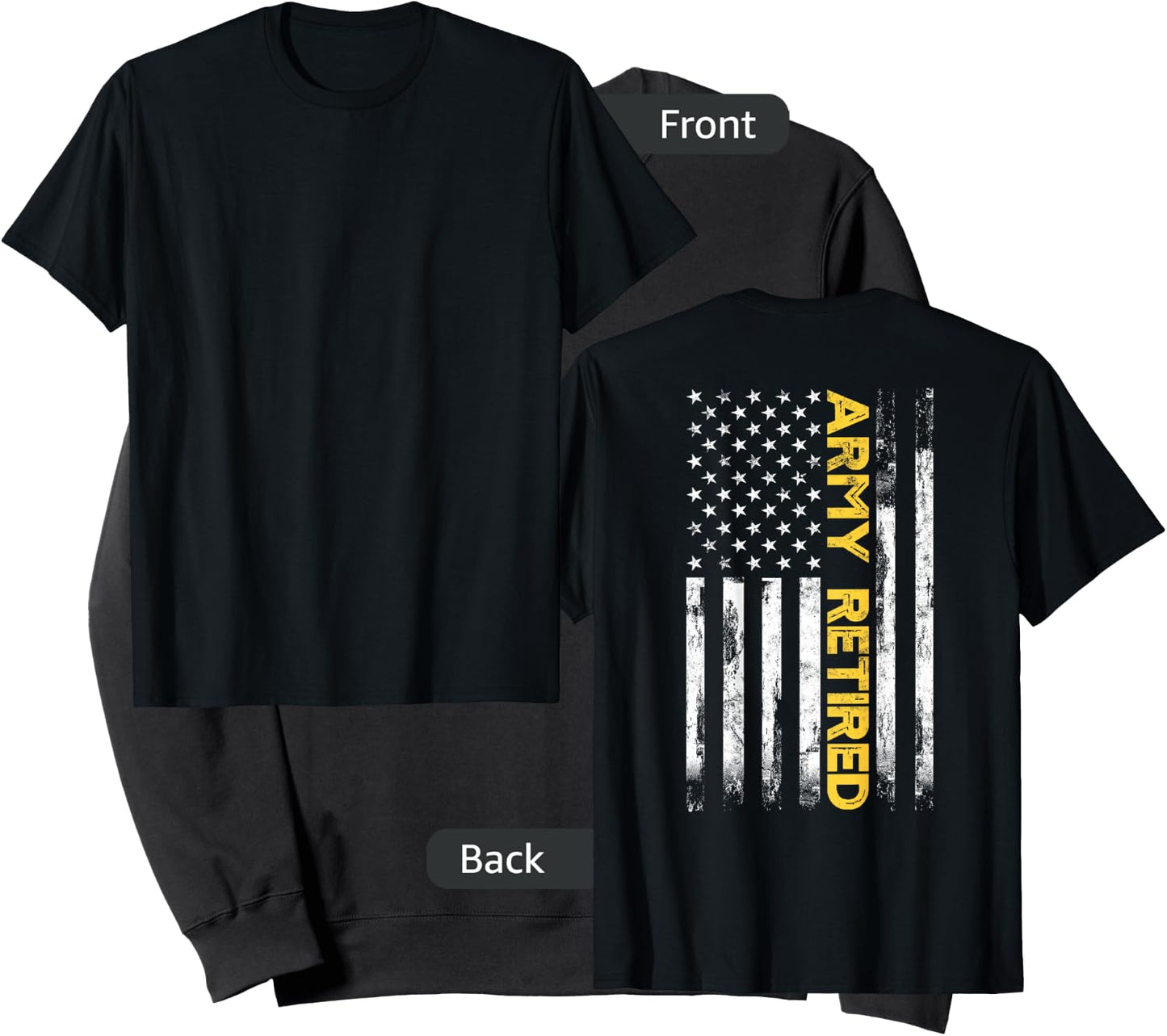 Army Retired Military Army Thin Goldline American Flag Sweatshirt - Sweatshirt | Black