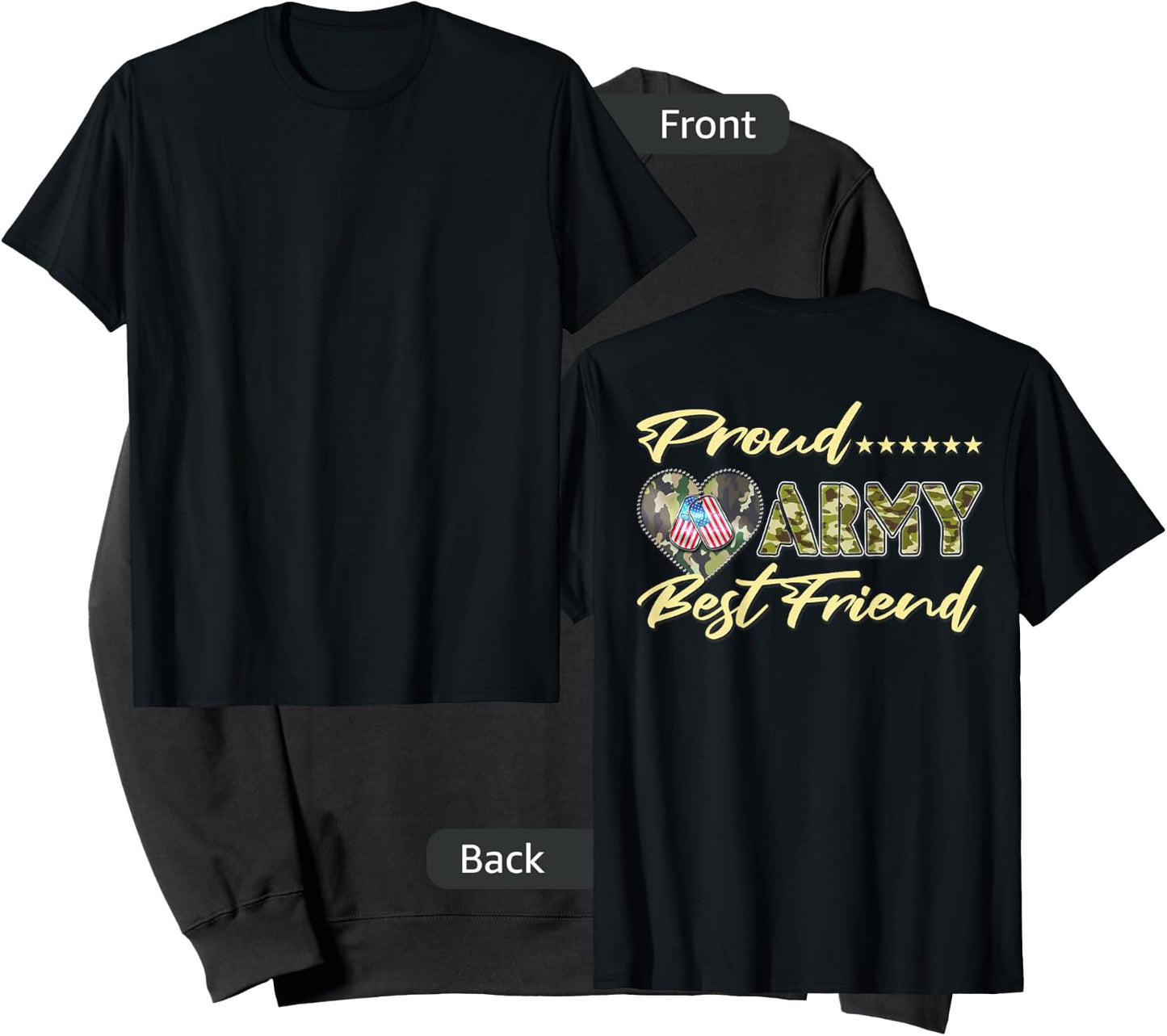 Proud Army Best Friend - US Flag Dog Tag Heart Military Gift Sweatshirt - Sweatshirt | Black