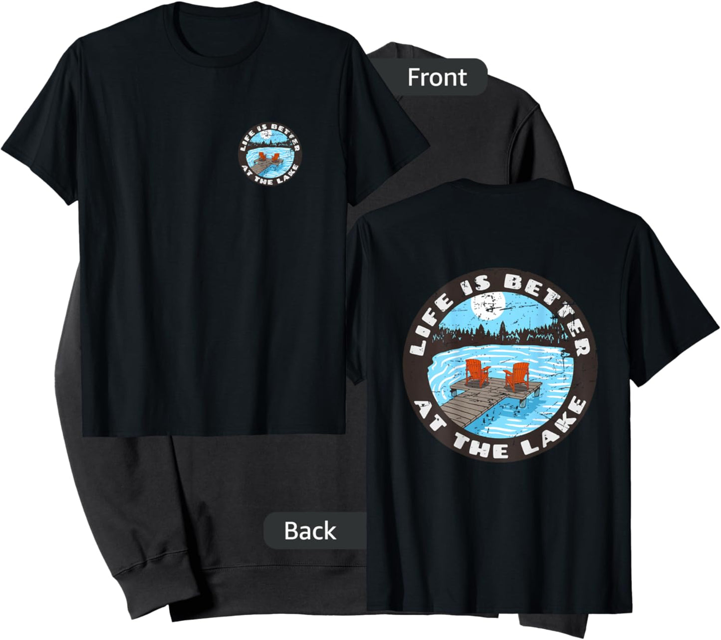 (2 Sided Print) Life is Better at The Lake Sweatshirt - Sweatshirt | Black