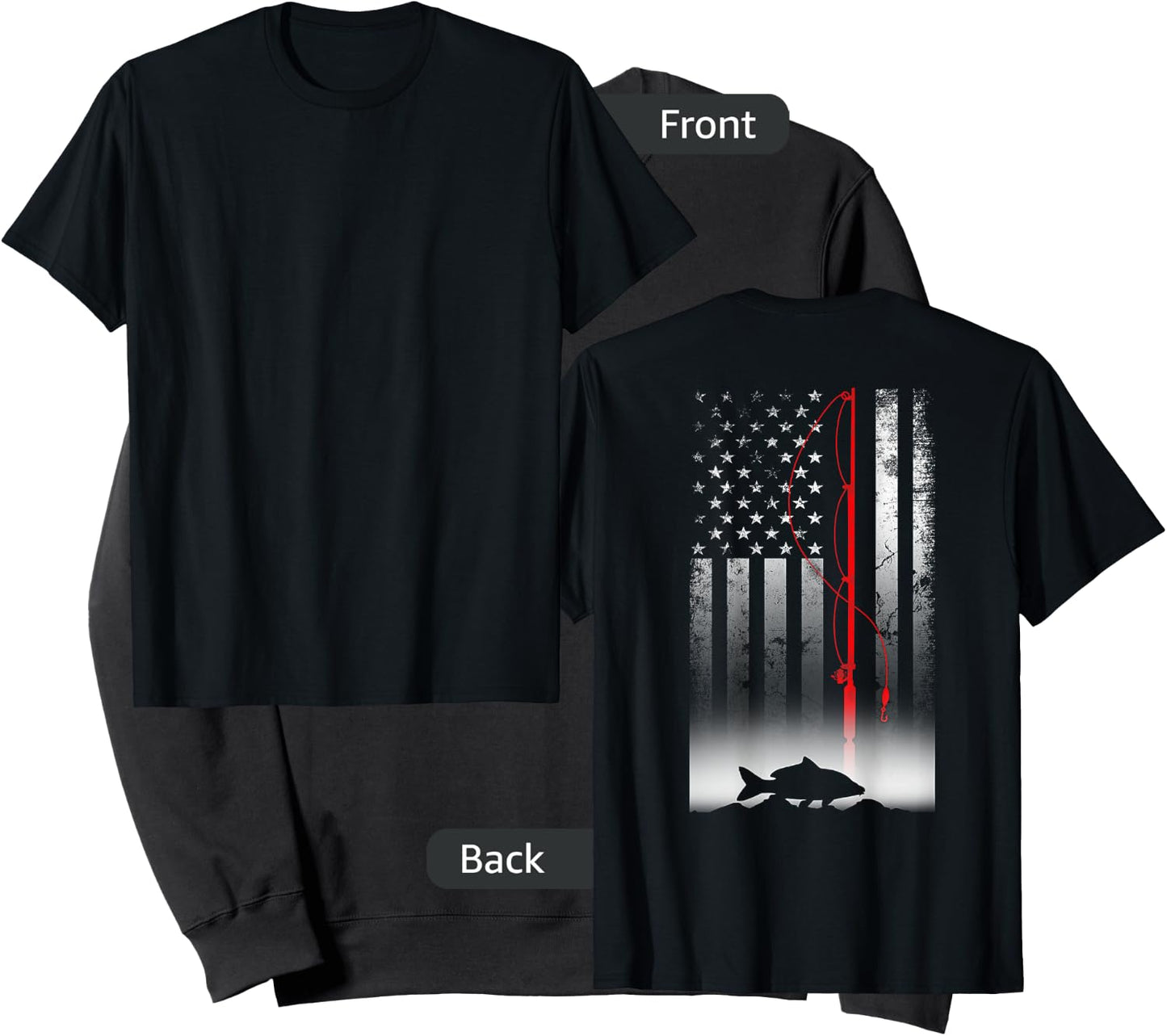 Fishing Pole American Flag Gift Patriotic Fisherman Small Sweatshirt - Sweatshirt | Black