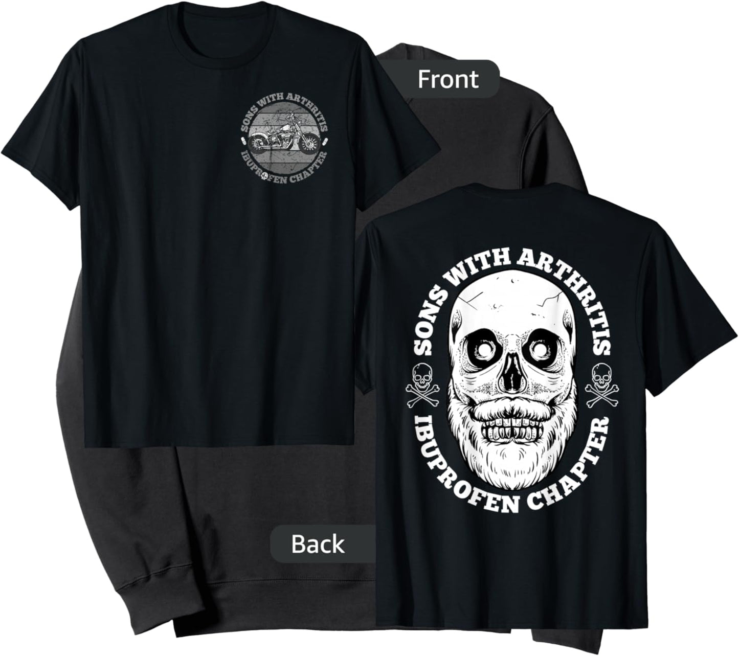 Sons With Arthritis 2 Sided Front Back Funny Retired Biker Sweatshirt - Sweatshirt | Black