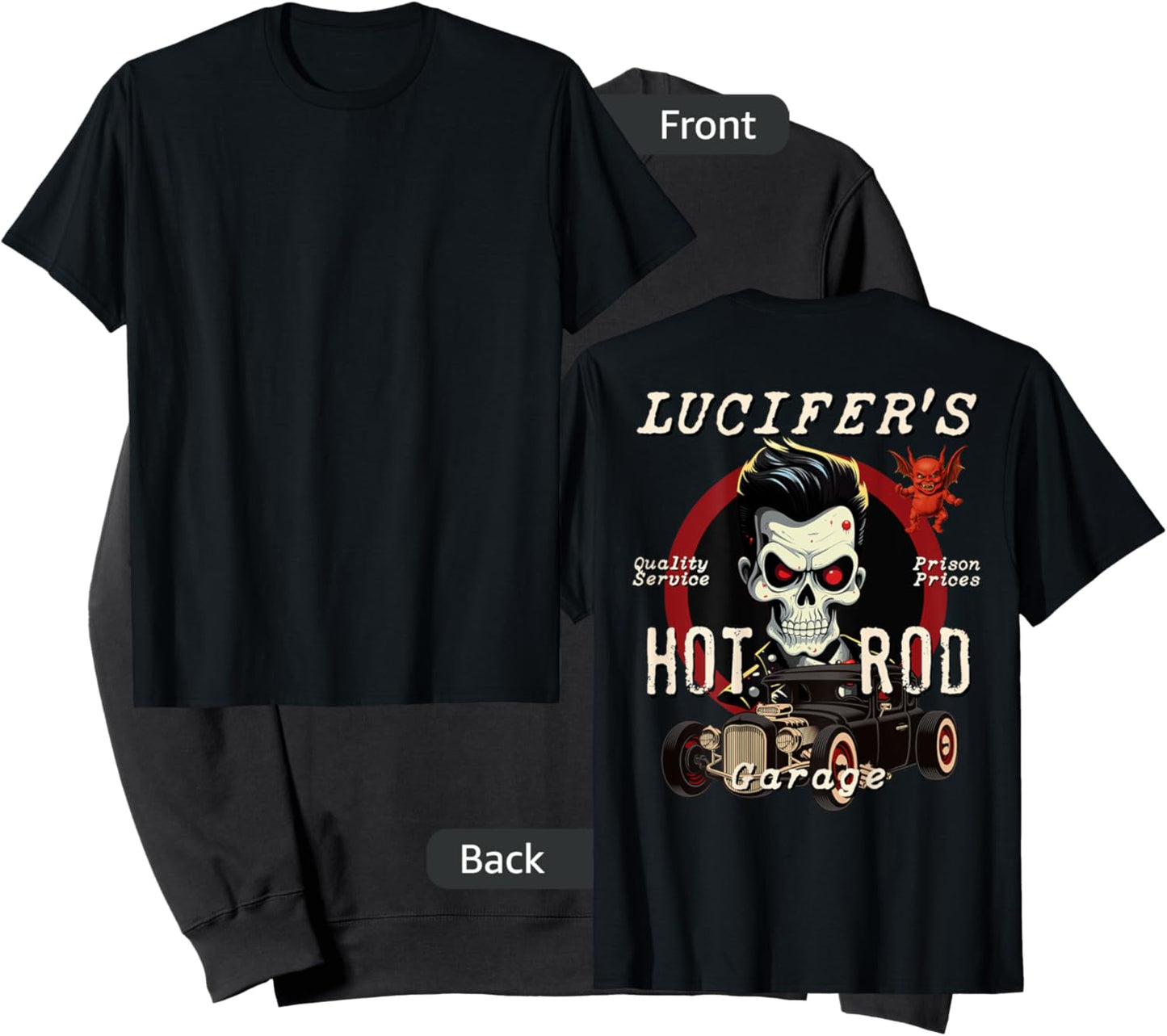 Lucifer's Hot Rod Garage Biker Rockabilly Skull Retro Sweatshirt - Sweatshirt | Black